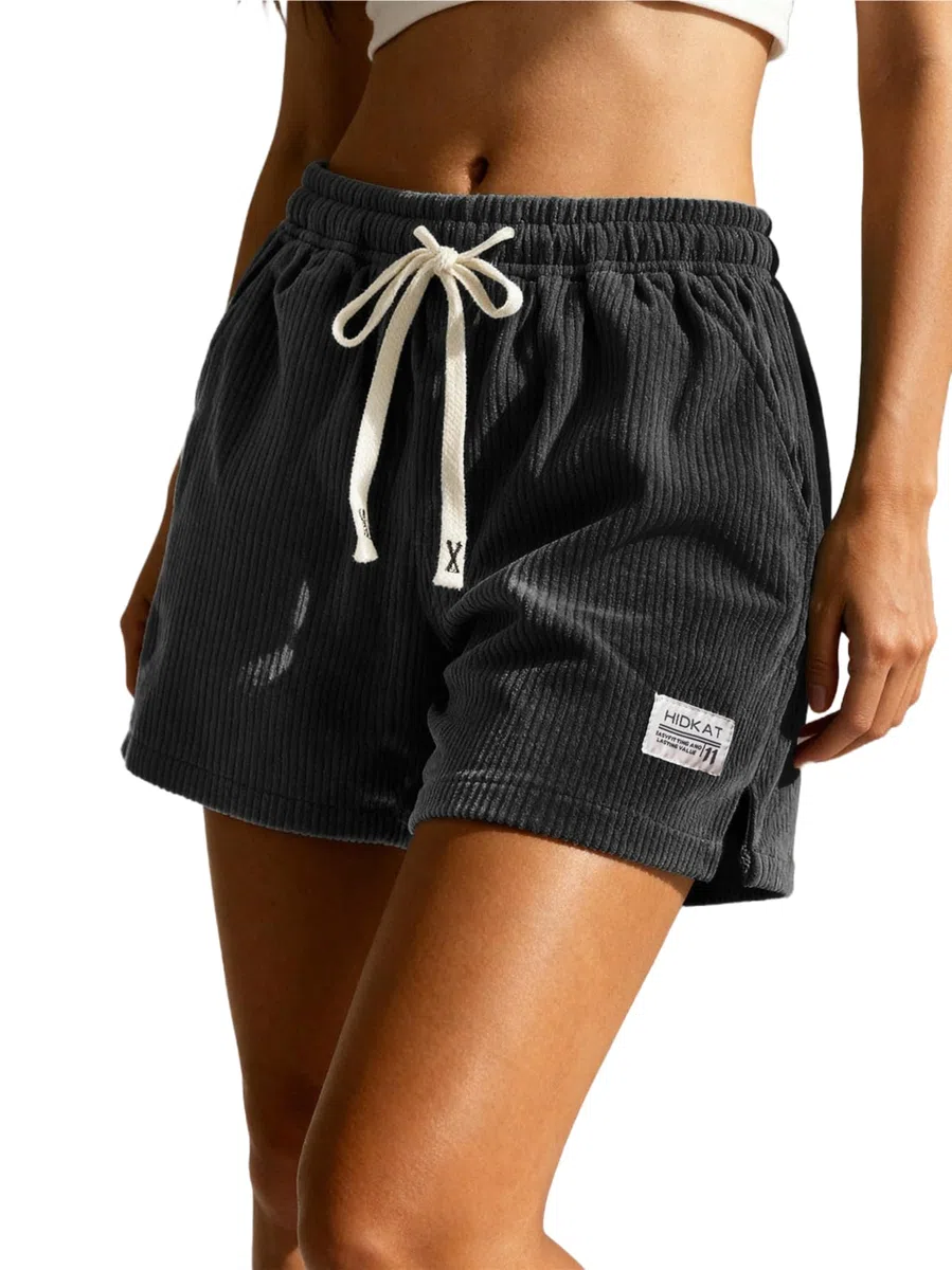 Hidkat Damen Shorts – Lässige Cord-Shorts mit elastischem Bund und Kordelzug – Sommer-Strandshorts