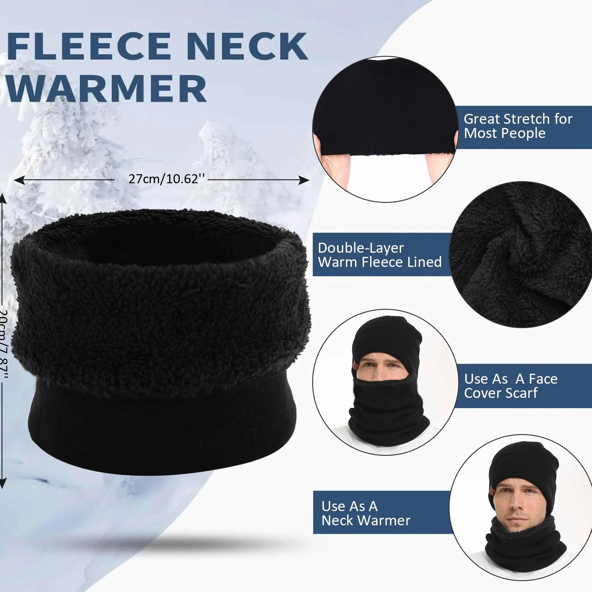 Bequemer Laden Winter Warm Mütze Loop Schal und Touchscreen Handschuhe Set für Herren und Damen, Wintermütze Strickmütze Beanie Schlauchschal Winterhandschuhe Strickhandschuhe mit Fleece Gefütterte