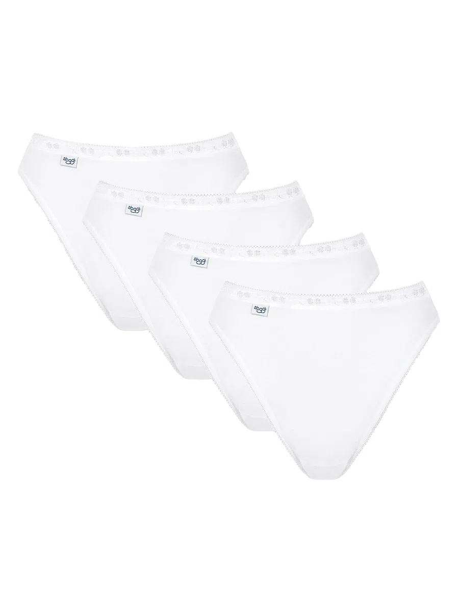 Sloggi Damen Basic + Baumwolle Rich Tai Brief 4er Pack Schwarz oder Weiß