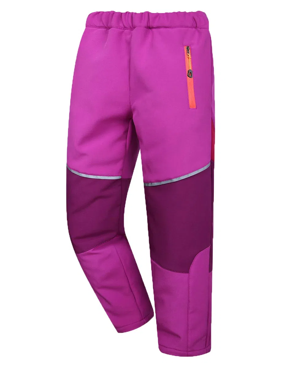 Echinodon Kinder Softshellhose mit Reflektor Gefüttert Hose Wasserabweisend Winddicht Atmungsaktiv Jungen Mädchen Outdoor Wandern Freizeit Hose Herbst Winter