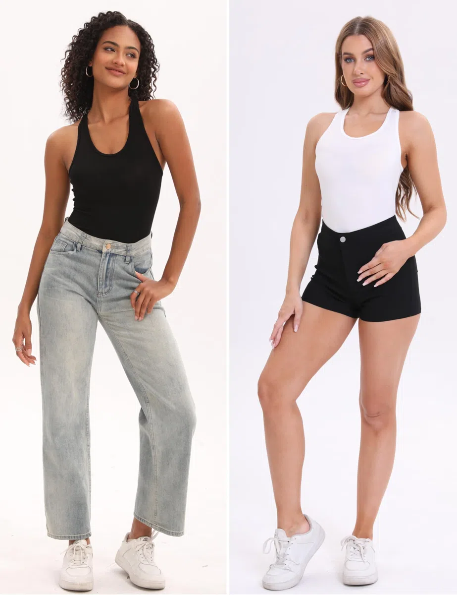 BQTQ 5 Stück Racerback Tank Tops Damen Yoga Tank Top Ringerrücken Oberteil Laufen Atmungsaktives Sports Tops