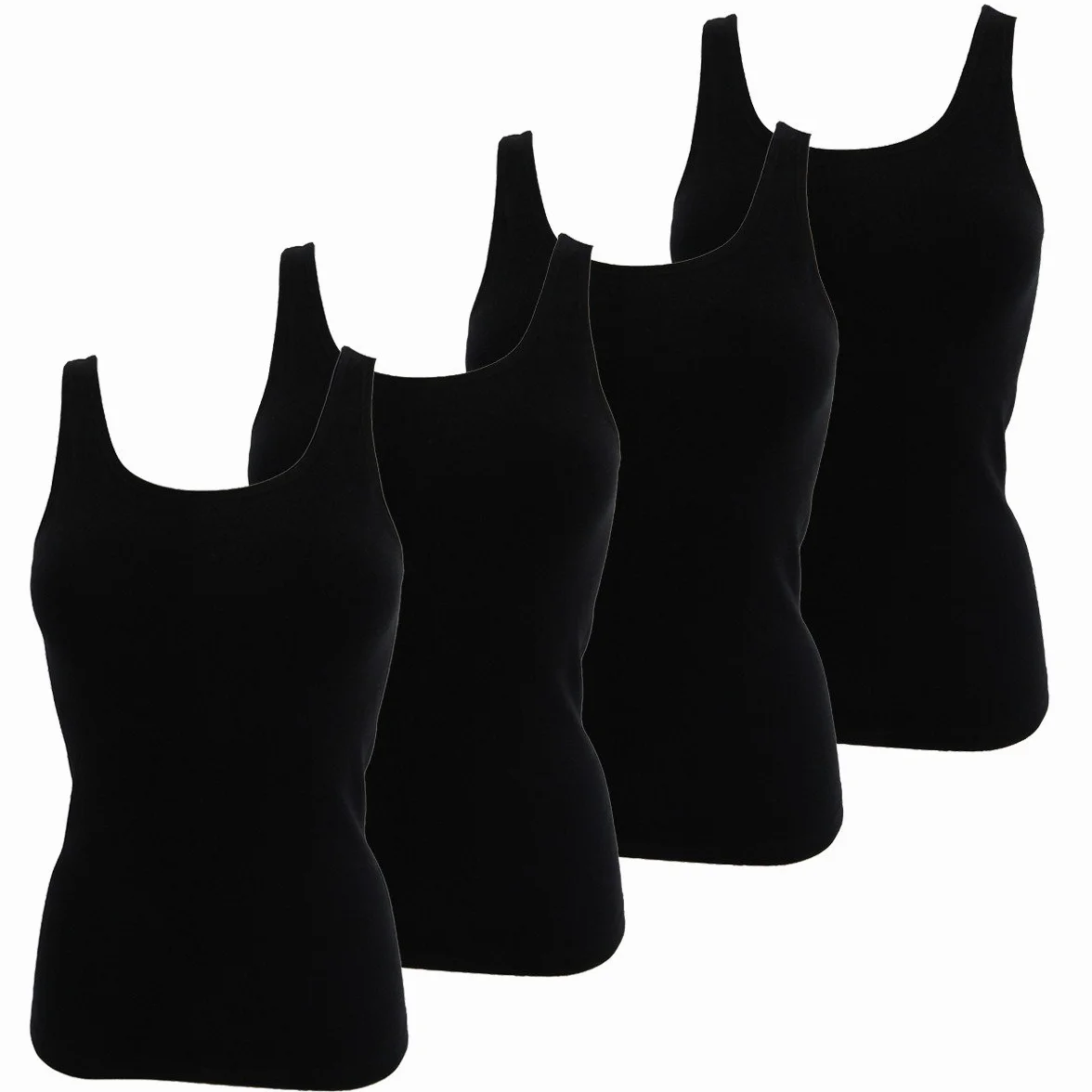 HERMKO 1310 4er Pack Damen Tank Tops - 100% Bio-Baumwolle in Feinripp - Hautfreundlich nach ÖKO-TEX - Strapazierfähig und Formbeständig