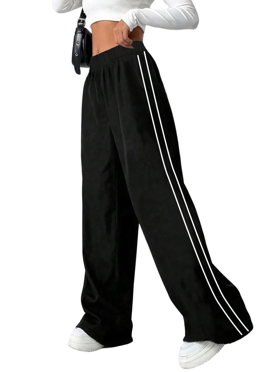 SweatyRocks Hosen Mädchen Lässig Breites Bein Hose mit Taschen Hohe Elastischer Bund Sporthose Freizeithose Jogginghose