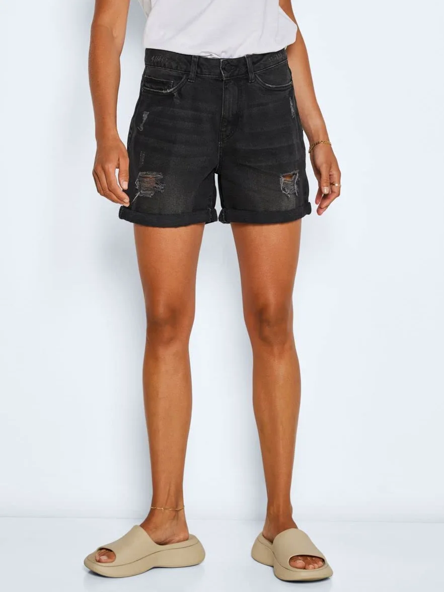 NOISY MAY NMSmiley Destroy Shorts Frauen Short schwarz Basics, Streetwear