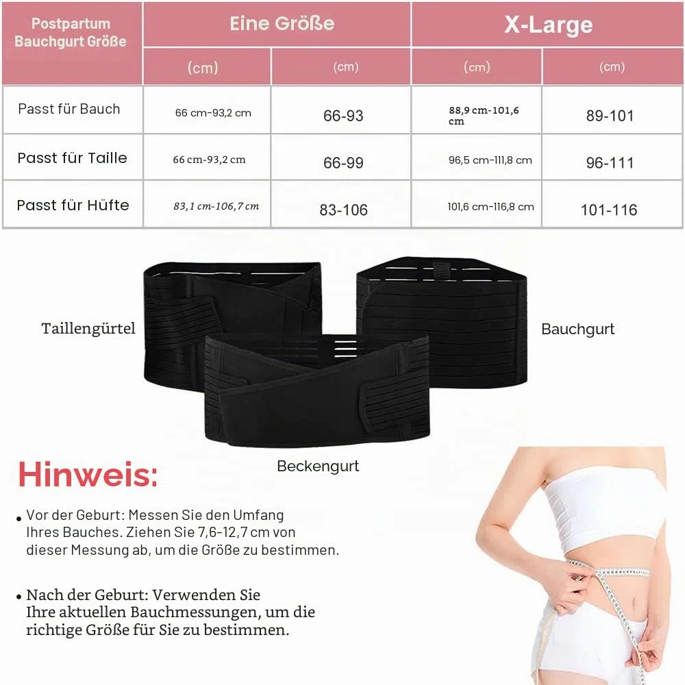 3 In 1 Bauchgurt Nach Geburt: Postpartum Gürtel für Damen - Rückbildungsgürtel Nach Geburt 3 Phasen Post Partum Belt, M/L