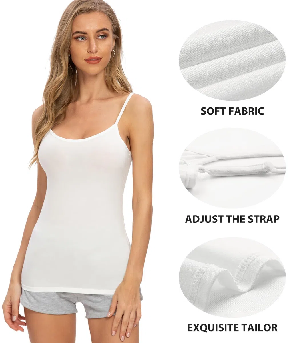 Knuffnee Damen Unterhemden Verstellbare Spaghetti Tops Basic Cami Tank Top 4er Pack