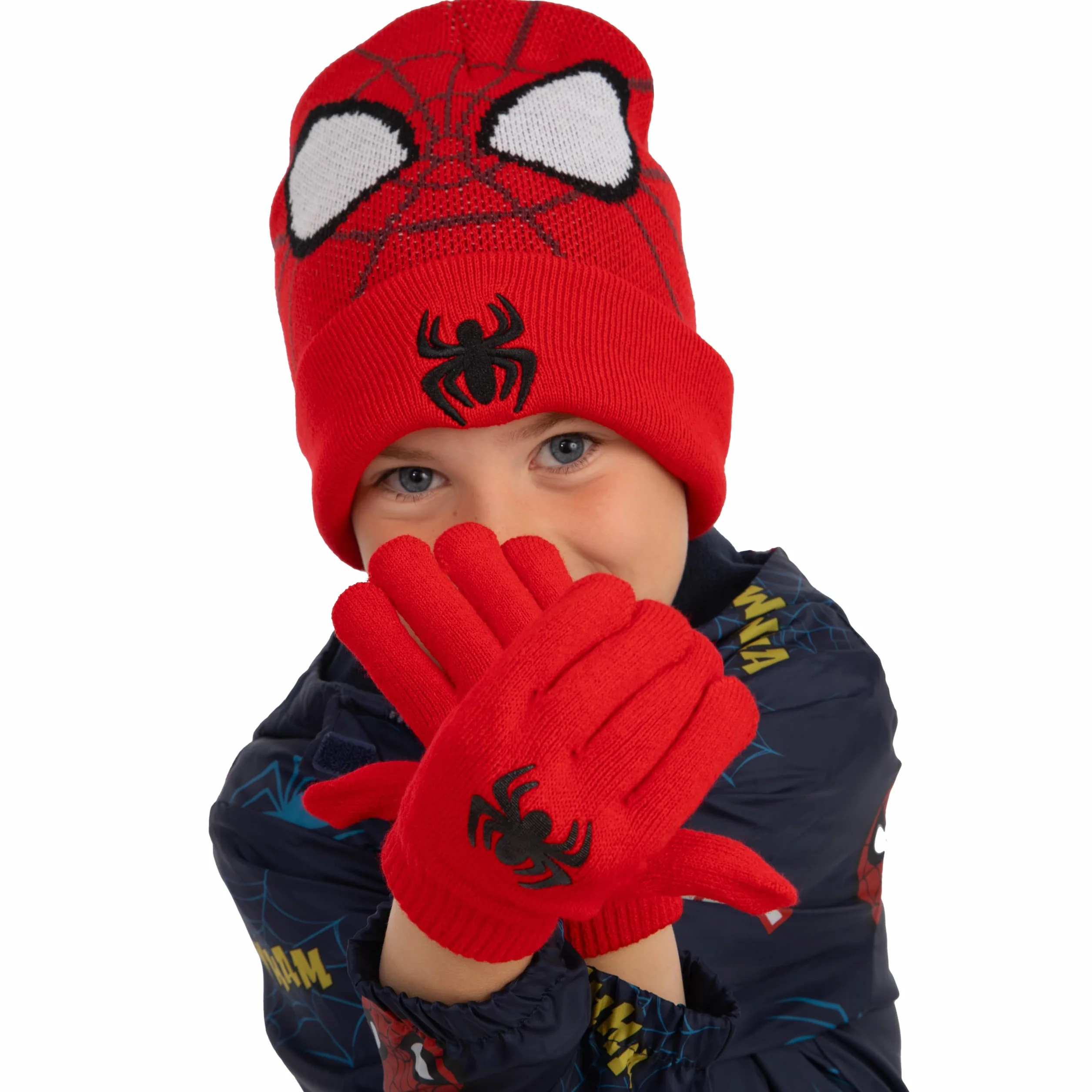 Marvel Spiderman Mütze Und Handschuhe, Rote Wintermütze Kinder & Handschuhe Kinder, Mütze Jungen Winterset