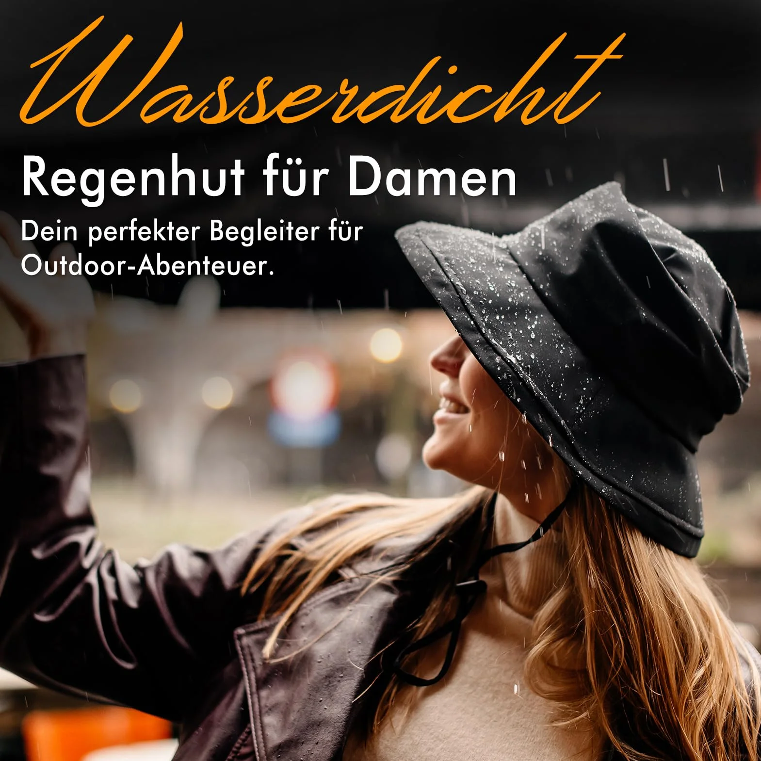 Comhats Faltbarer Damen Regenhut Sonnenhut wasserdichte Mütze mit Kinnband UPF50+
