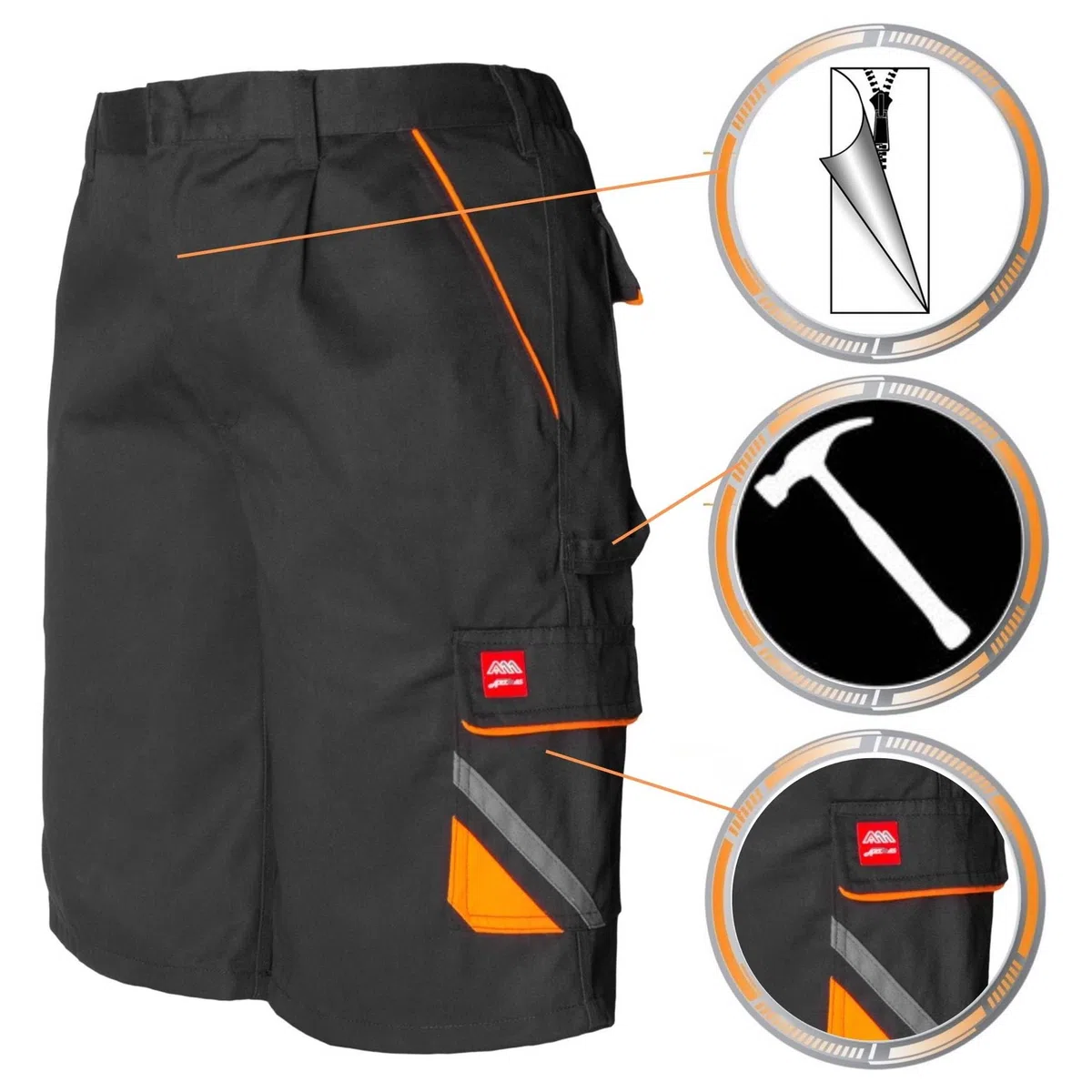 Art.Master Arbeitsshorts mit 6 Taschen und Stretchbund - Arbeitskleidung Männer robuste Kurze Hose Herren - Berufskleidung für Handwerk BAU Garten Industrie Lager Montage Azubis Hobby Kfz Werkstatt