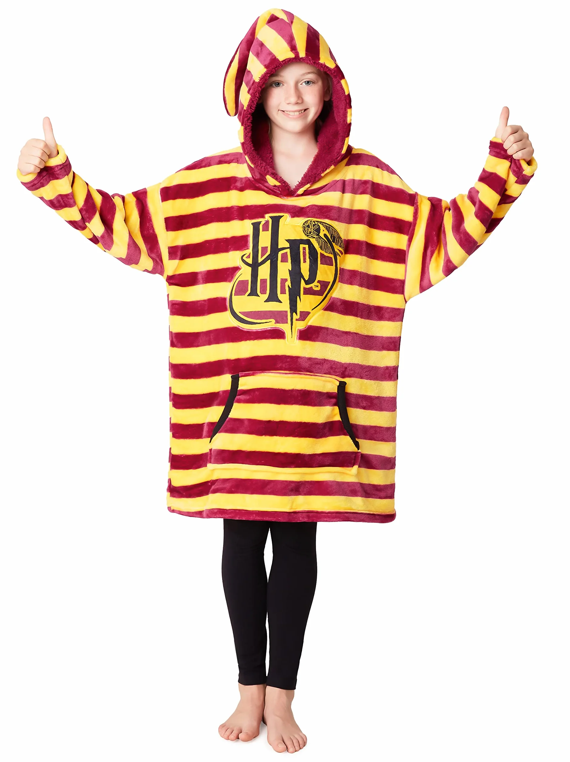 Harry Potter Kinder Hoodie Decke Kapuzenpullover Mädchen und Jungen - Flauschiger Deckenpullover aus Fleece mit Kängurutasche, offiziell lizenziert, warm & bequem