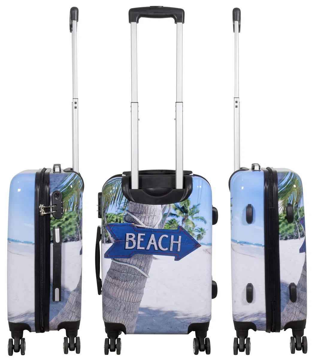 Hartschale Koffer-Set mit Motiv 3-teilig Beach 4 Räder Bunt Strand Zahlenschloss