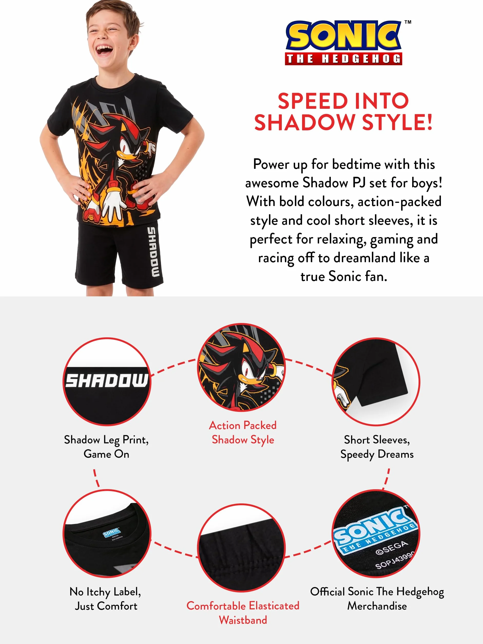 Sonic The Hedgehog Pyjama Kinder, Shadow The Hedgehog Schlafanzug, Baumwolle Schlafanzug Kinder Jungen