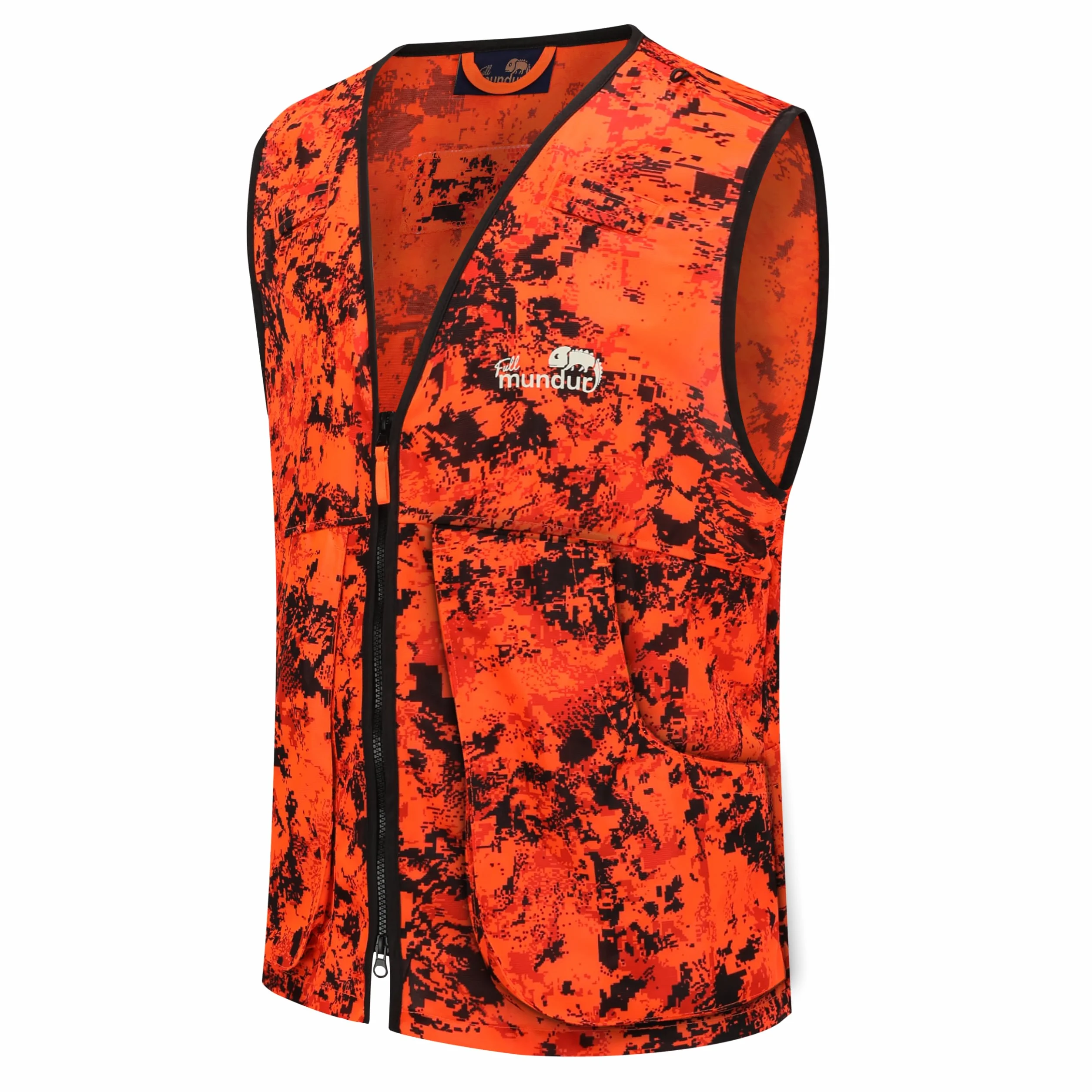 Blaze Camo Orange Jagdweste, leichte Sicherheitsweste mit mehreren Taschen für Erwachsene Unisex