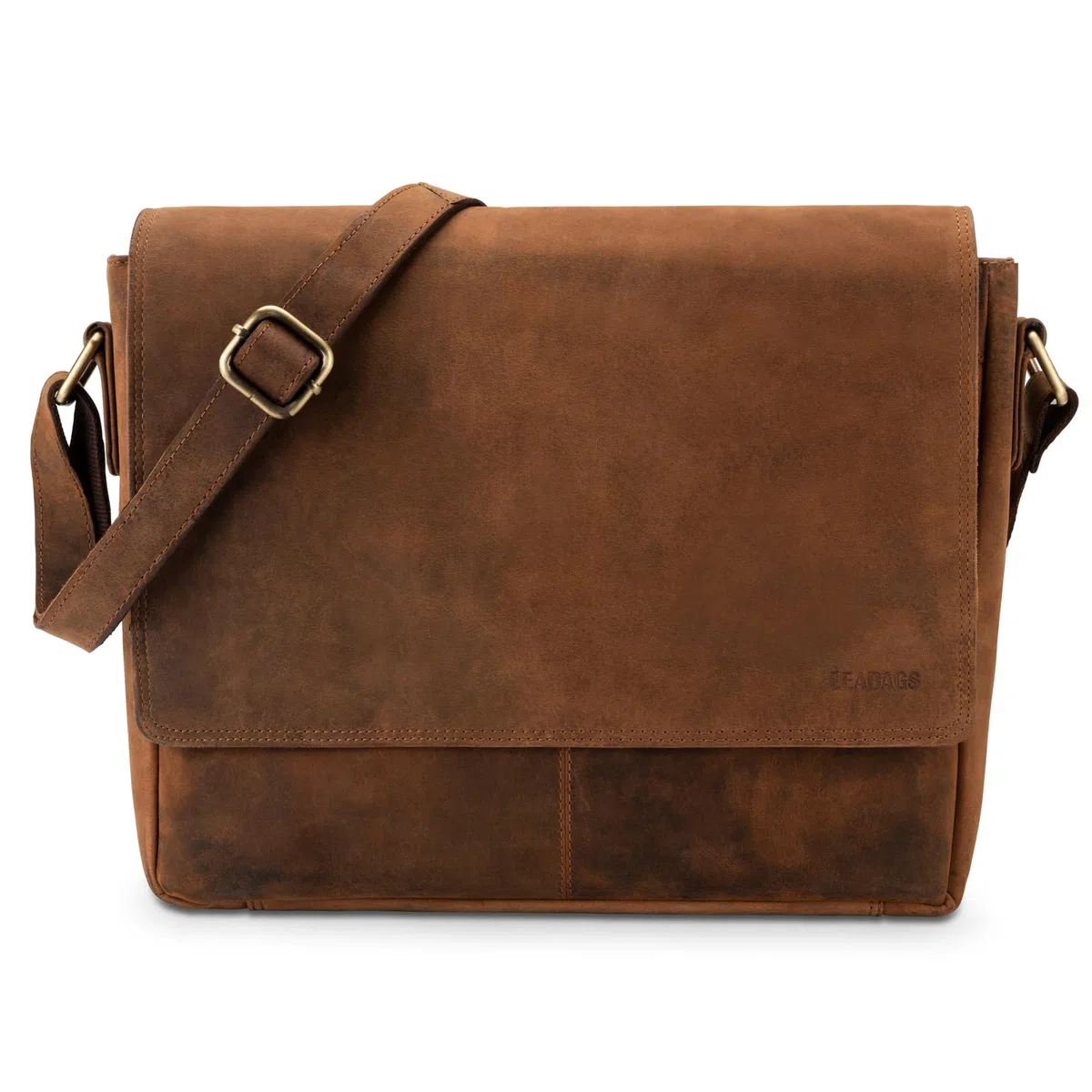 LEABAGS Leder Umhängetasche Herren & Damen I Echtleder Laptoptasche bis 14 Zoll I Messenger Bag mit Schultergurt I Schultertasche I Arbeitstasche I Tragetasche I Handtasche