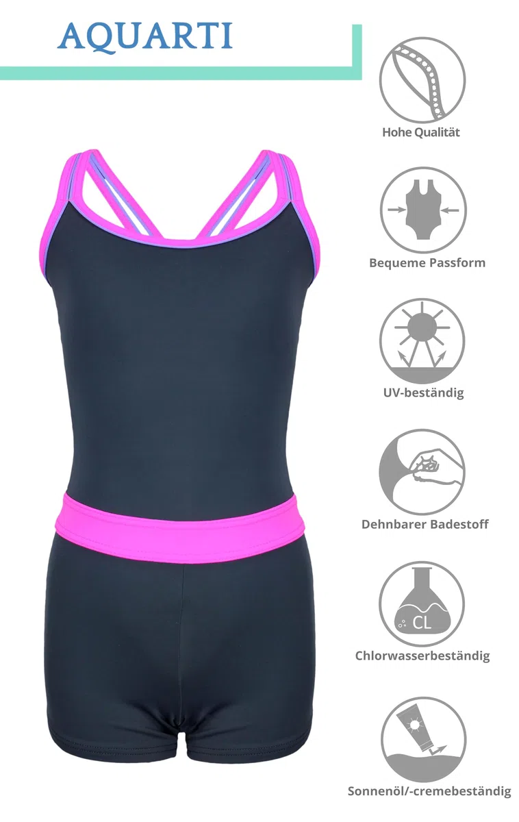 Aquarti Mädchen Badeanzug – Sport Badeanzug Mädchen mit Bein und Racerback, Chlorresistent