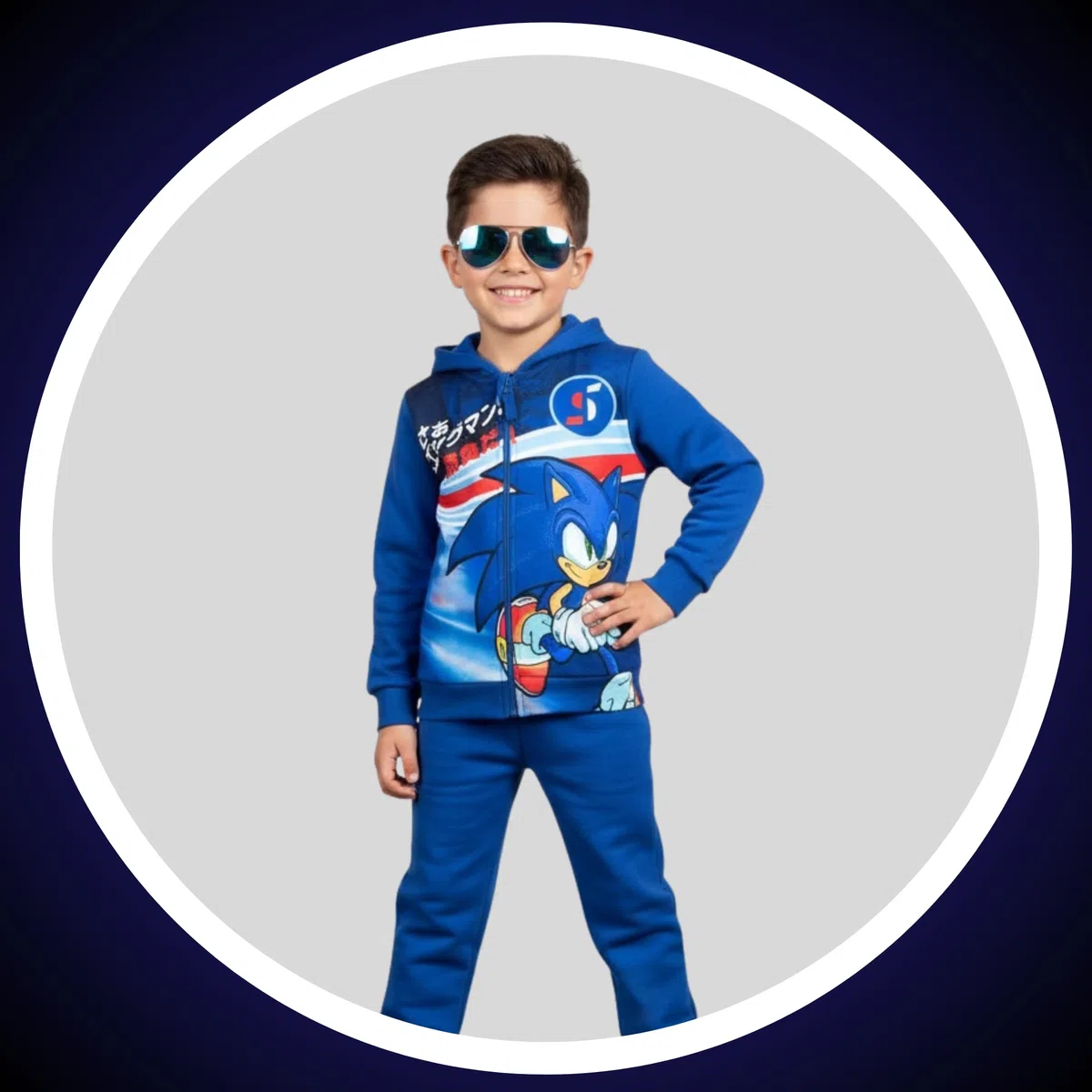 Sonic The Hedgehog Jungen Trainingsanzug, 2-Teiliges Set Kapuzenpullover und Hose Sportanzug für Kinder, Größen 3 bis 8 Jahre