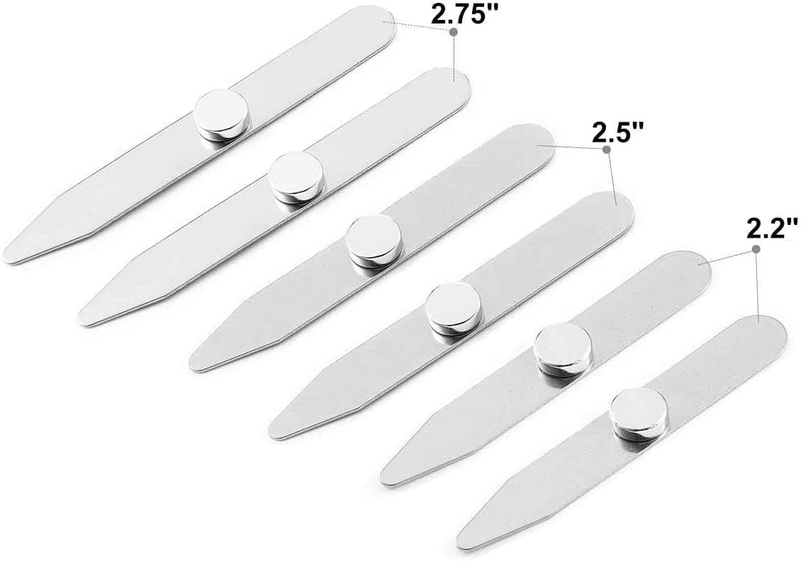 Kragenstäbchen Metall, 3 Größen Magnet Hemdkragen StäBchen in Geschenkbox für Herren Hemd