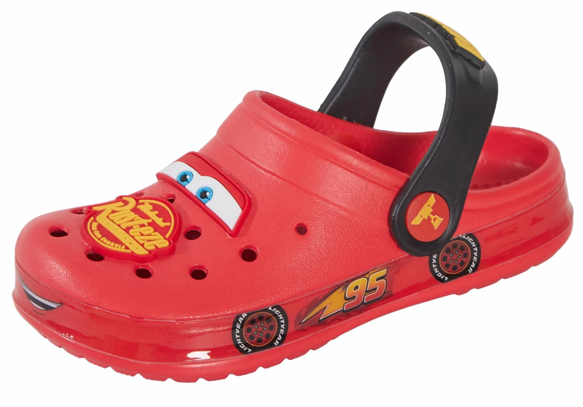 Disney Jungen Cars Clogs mit Charms, Kinder Sandalen, Lightning McQueen Slipper mit Knöchelriemen, Strand Schuhe.