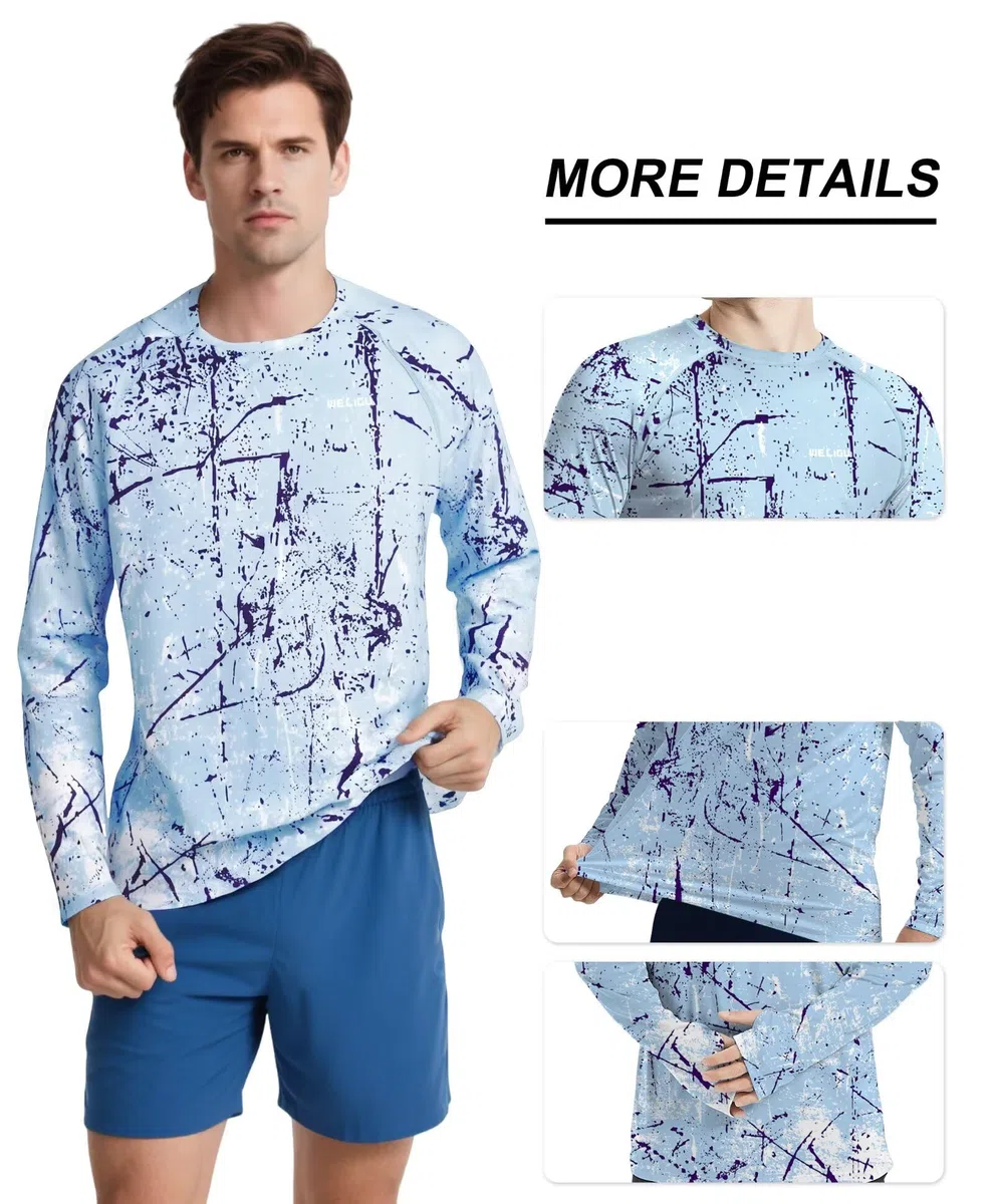 UPF 50+ UV Shirt Herren Langarm Kapuze - Sonnenschutz Hoodie Schnelltrocknend, Rashguard Herren Wasser Sport, Atmungsaktives Laufshirt Schwimmshirt Angeln Wandern Surfen