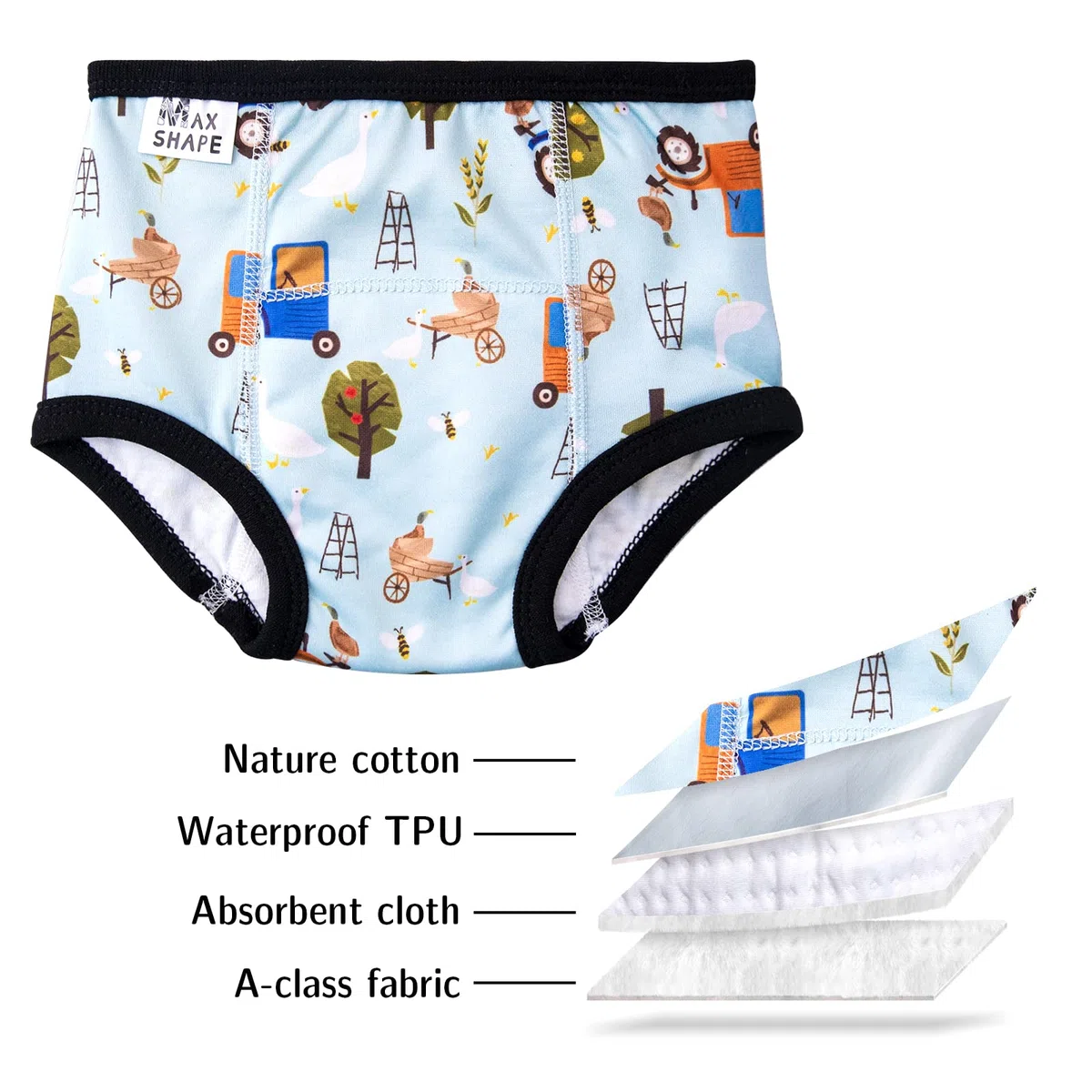Baby Töpfchen Training Hose, Töpfchen Trainingshose Kinder 7 Pack, Töpfchen Training Unterwäsche für Jungen 2T, 3T, 4T, 5T, 6T