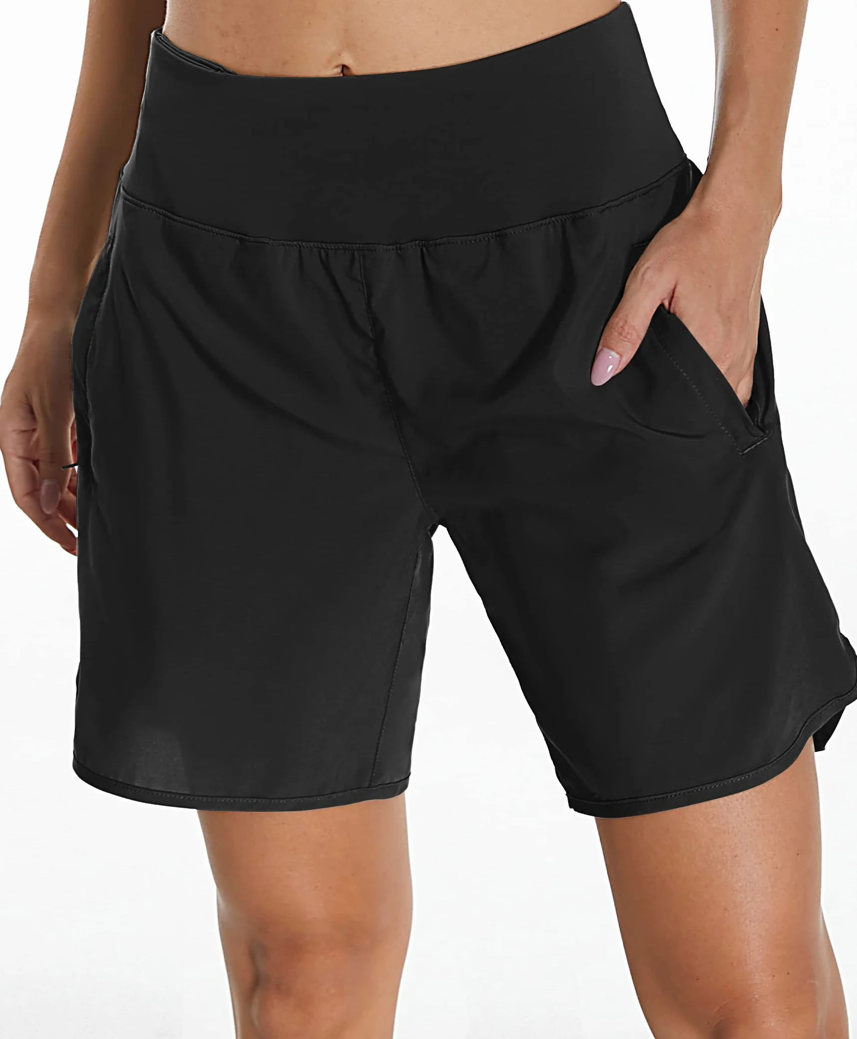 Mesing Sporthose Damen Kurz Laufshorts High Waist Laufhose Wanderhose Kurze Hose Sommer Atmungsaktiv Radlerhose Tennis Sport Shorts