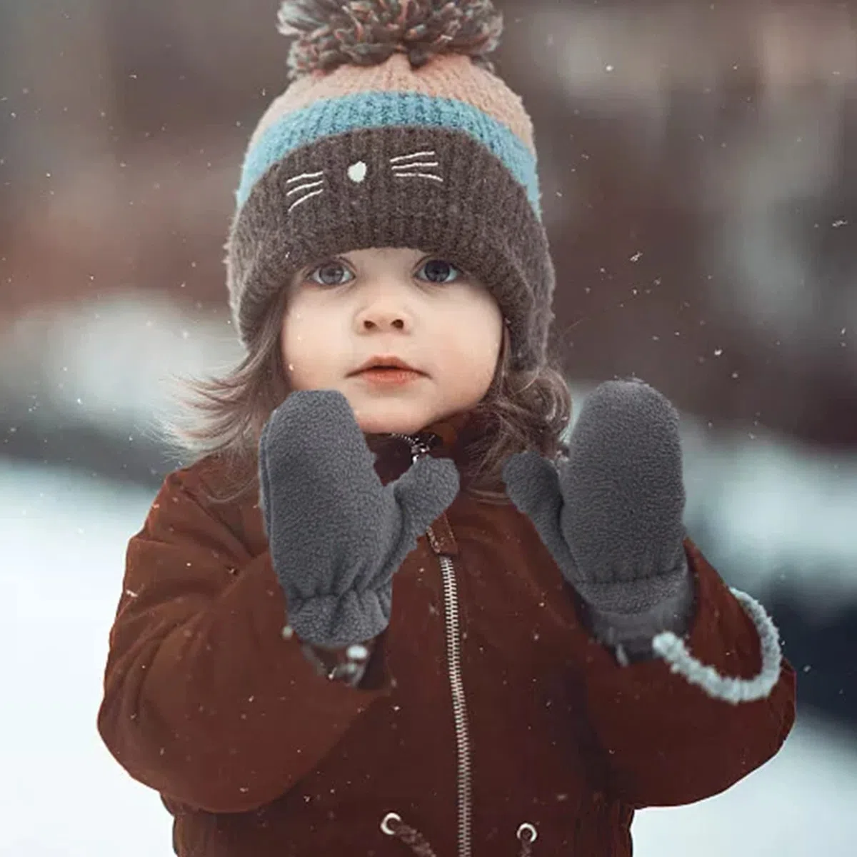 Winterhandschuhe für Babys, Futter aus Molton, für Kleinkinder, Jungen, warm, weich, für Babys, Mädchen, verstellbare Handschuhe im Freien