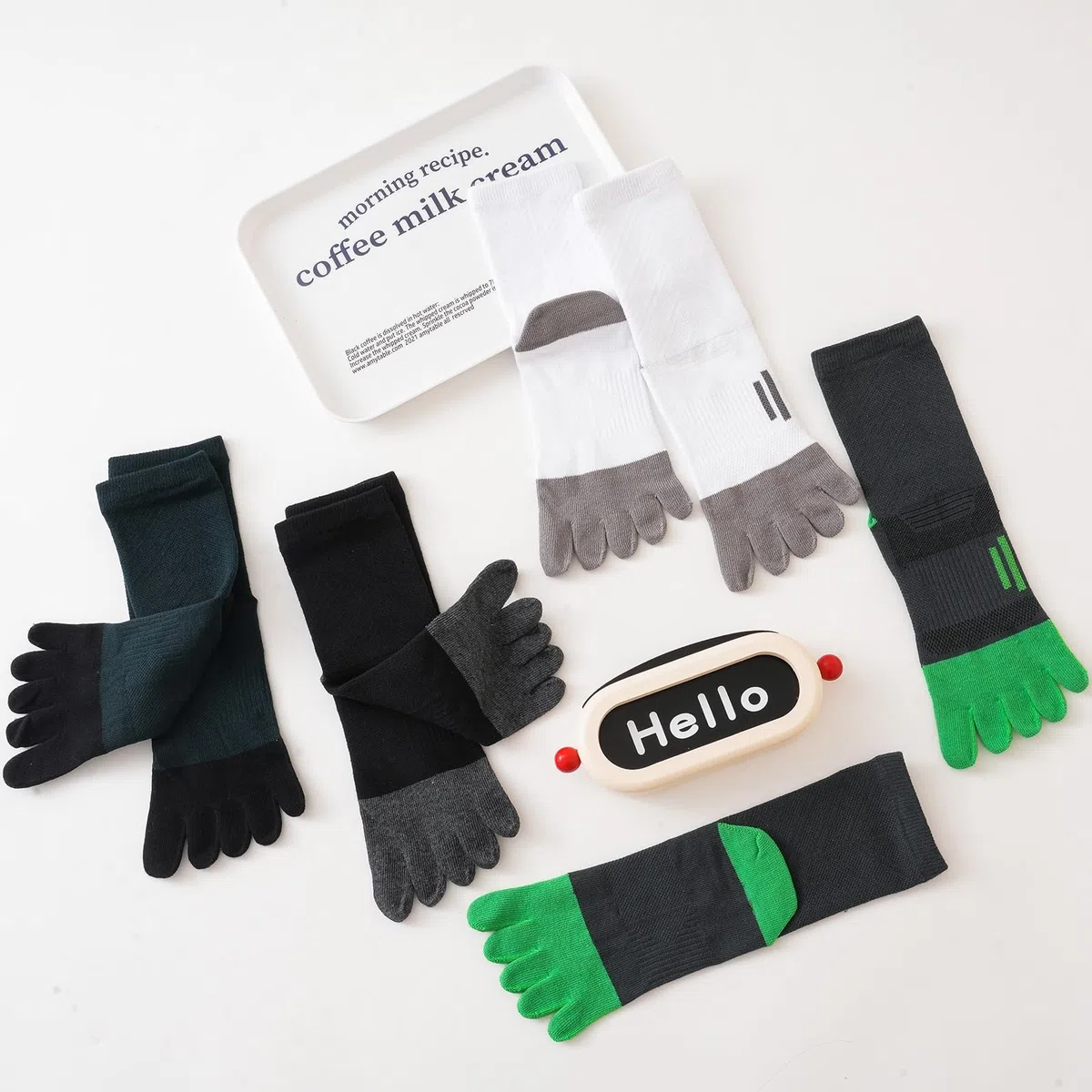 Herren Zehensocken Baumwolle,Five Fingers Socken für Sport Laufende,Sportsocken für Herren 4 Paar