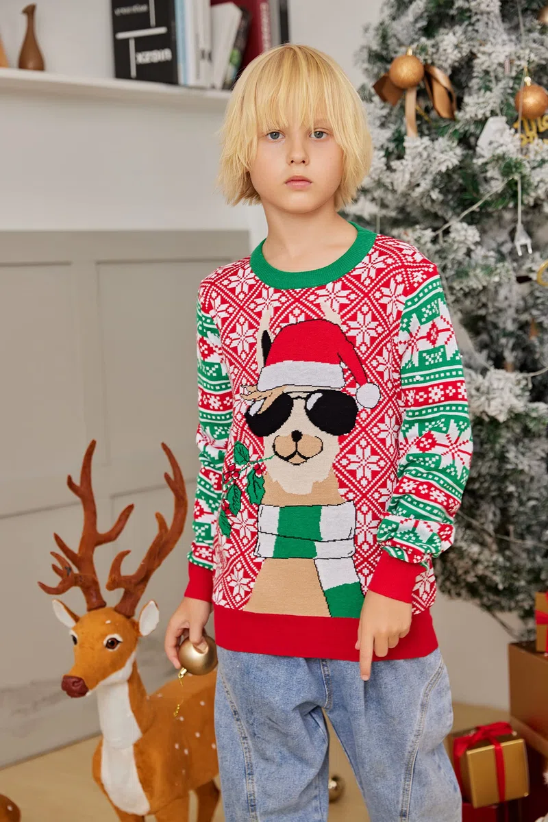 kids4ever Kinder Unisex Weihnachtspullover Strickpullover Rentier Rudolph Warmer Langarm Weihnachtspullis Gestrickt Pullover Sweatshirt für Jungen Mädchen 7-13 Jahre