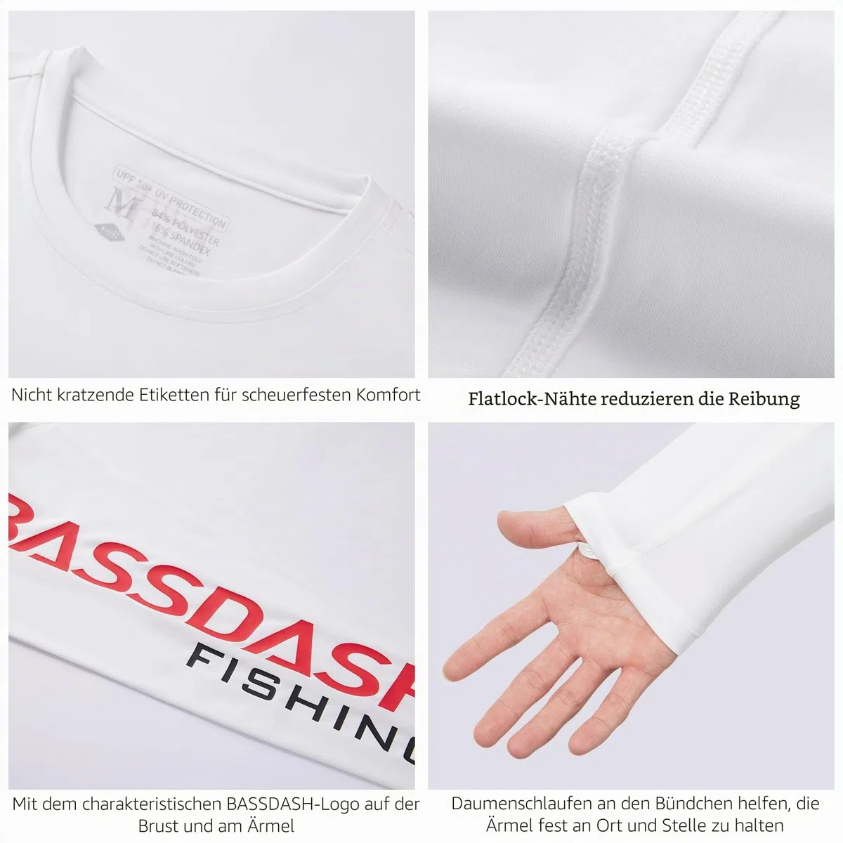 Bassdash Herren UPF 50+ UV Sonnenschutz Langarmshirt Schnell Trocknend für Geeignet zum Angeln und Wandern im Freien FS31M