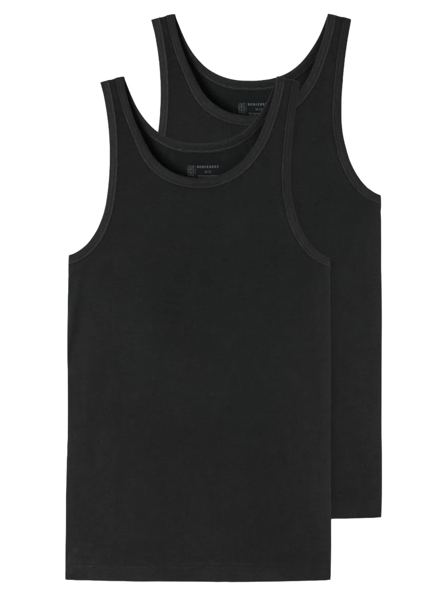 Schiesser Herren Unterhemd ohne Arm 2er Pack Doppelpack 95/5 Box - 176038