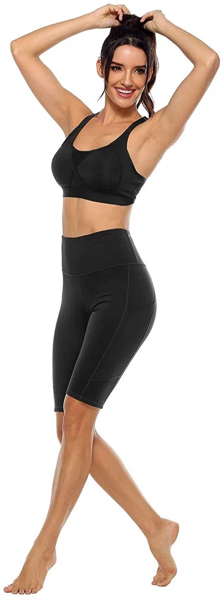 Anwell Radlerhose Damen Kurze Sporthose Handytasche Sport Kurz Leggings