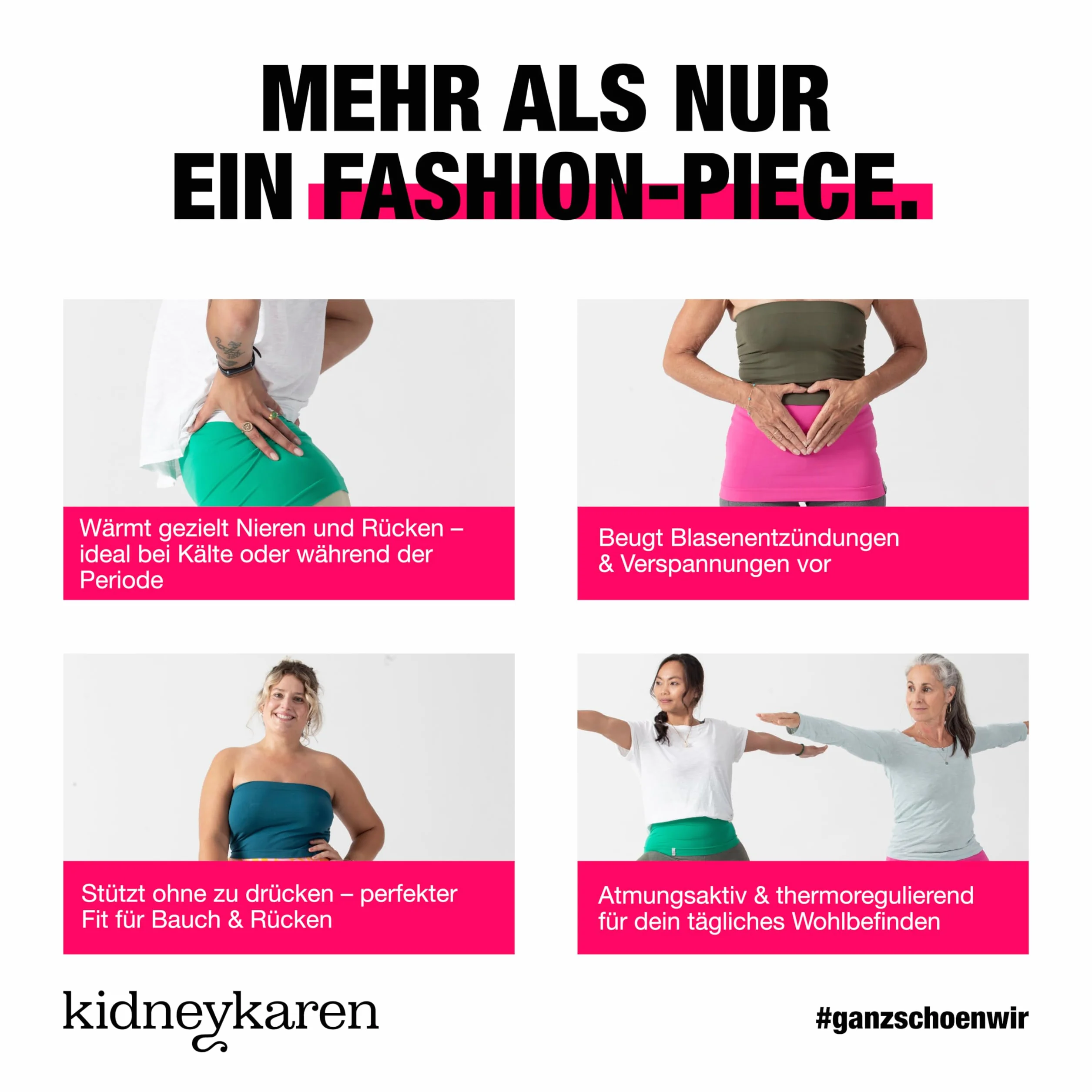 Tube Nierenwärmer Damen: Premium Rückenwärmer Rund-Strick, Bandeau-Top, Bauchwärmer & Rock, Für Alltag, Yoga & Sport, Shirtverlängerung, Stretch Schlauchrock, OEKO-TEX 100