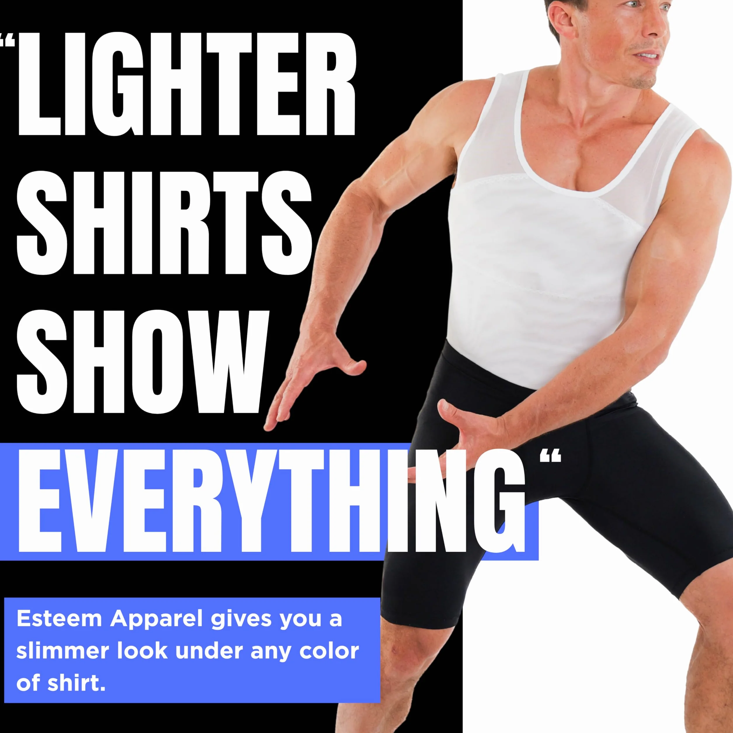 Esteem Apparel Originales Herren-Brustkompressionshemd zum Verstecken von Gynäkomastie Moobs