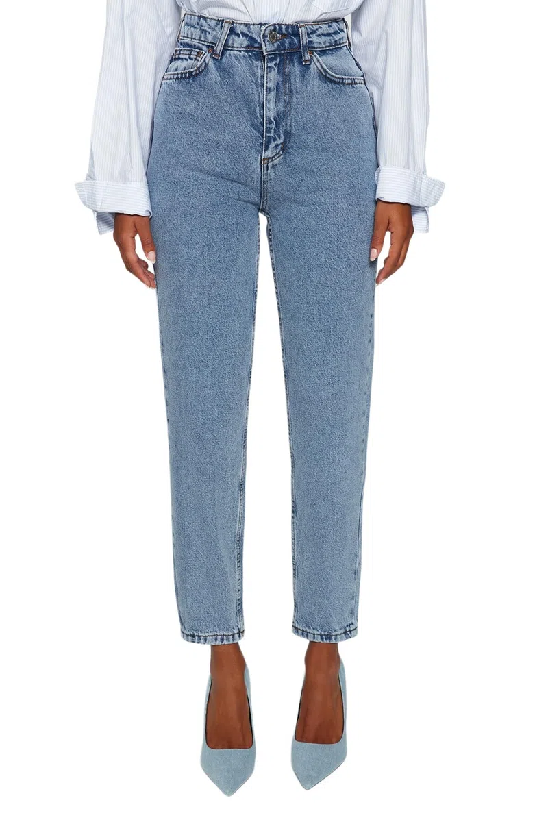 TRENDYOL Damen Jeans Trendyol Damen Gerade Mama Hohe Taille Jeans
