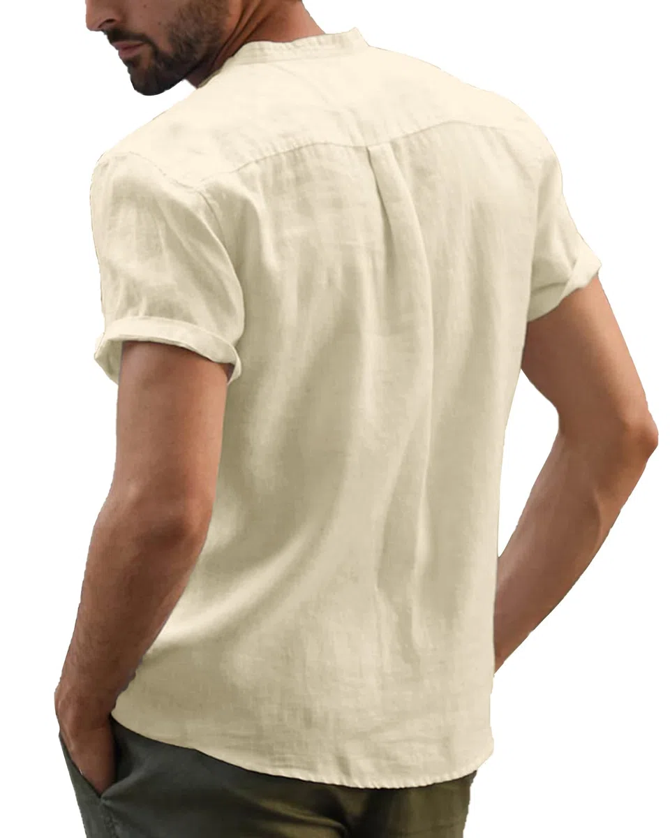 YAOBAOLE Hemd Herren Sommer Kurzarm Hemden Männer Henley Freizeithemd Casual Leicht Shirts