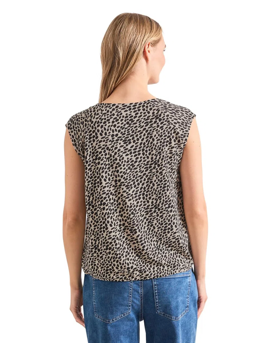 Leo-Shirt mit Boat Neck und Elastikbund