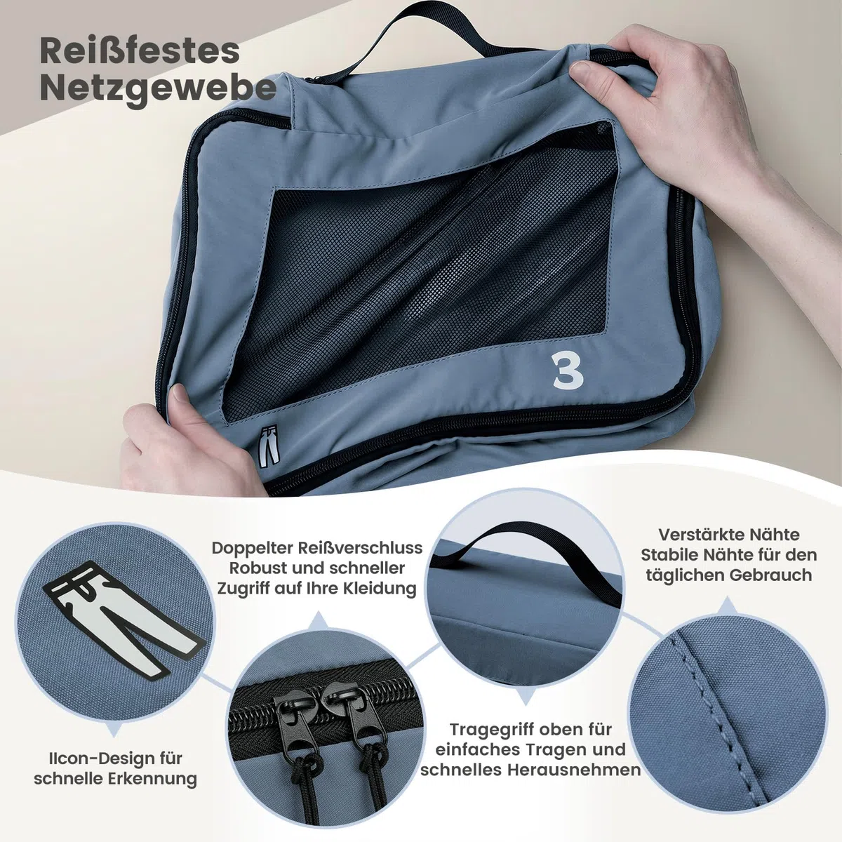 Koffer Organizer Packing Cubes 8 Teilige, Packwürfel Travel Reise Organizer Set FüR HandgepäCk Koffer Und Rucksack