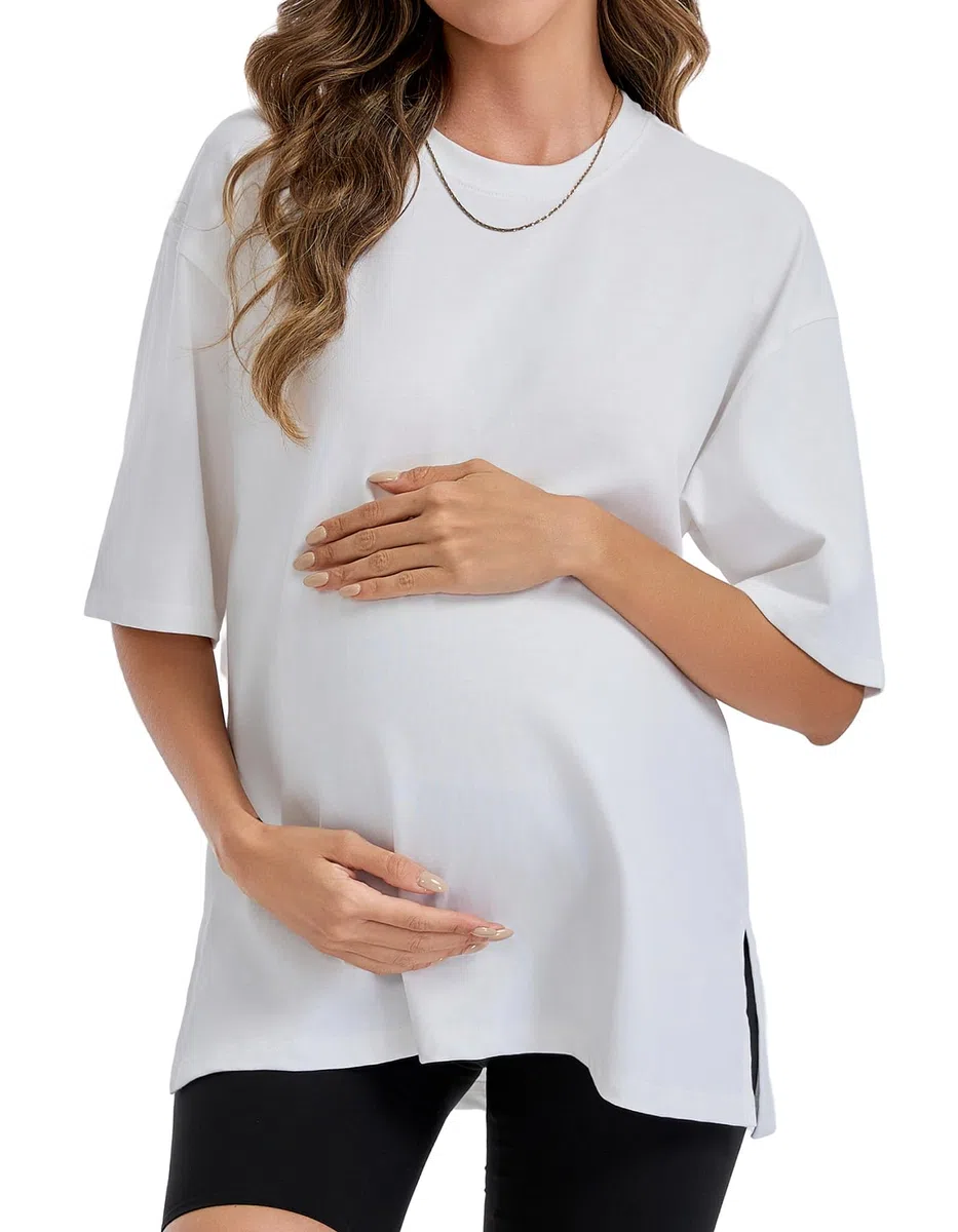 Sosolism Damen 100% Baumwolle Umstands T-Shirt Oversized