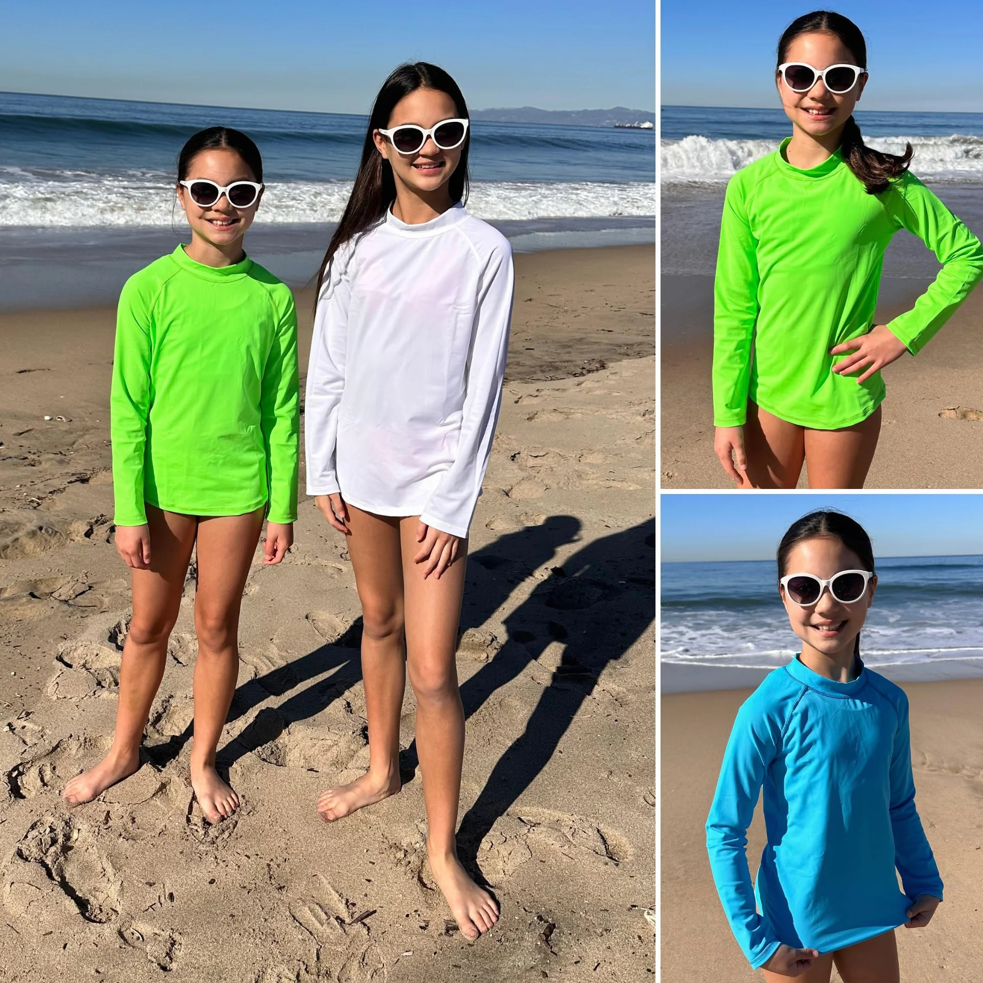 BIG ELEPHANT 3 Stück Kinder Rash Guard Schwimmshirt UPF 50+ Langarm Schwimmbekleidung Sonnenschutz für Jungen und Mädchen