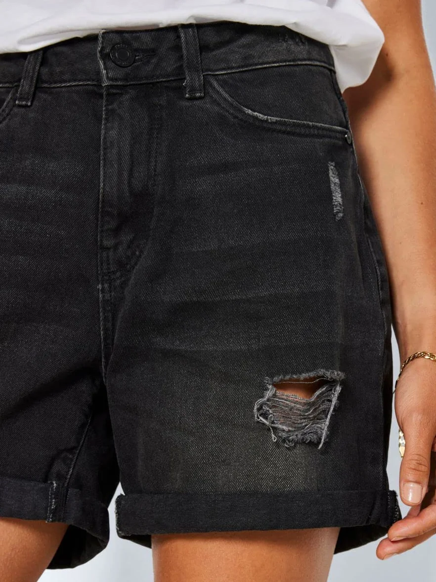 NOISY MAY NMSmiley Destroy Shorts Frauen Short schwarz Basics, Streetwear