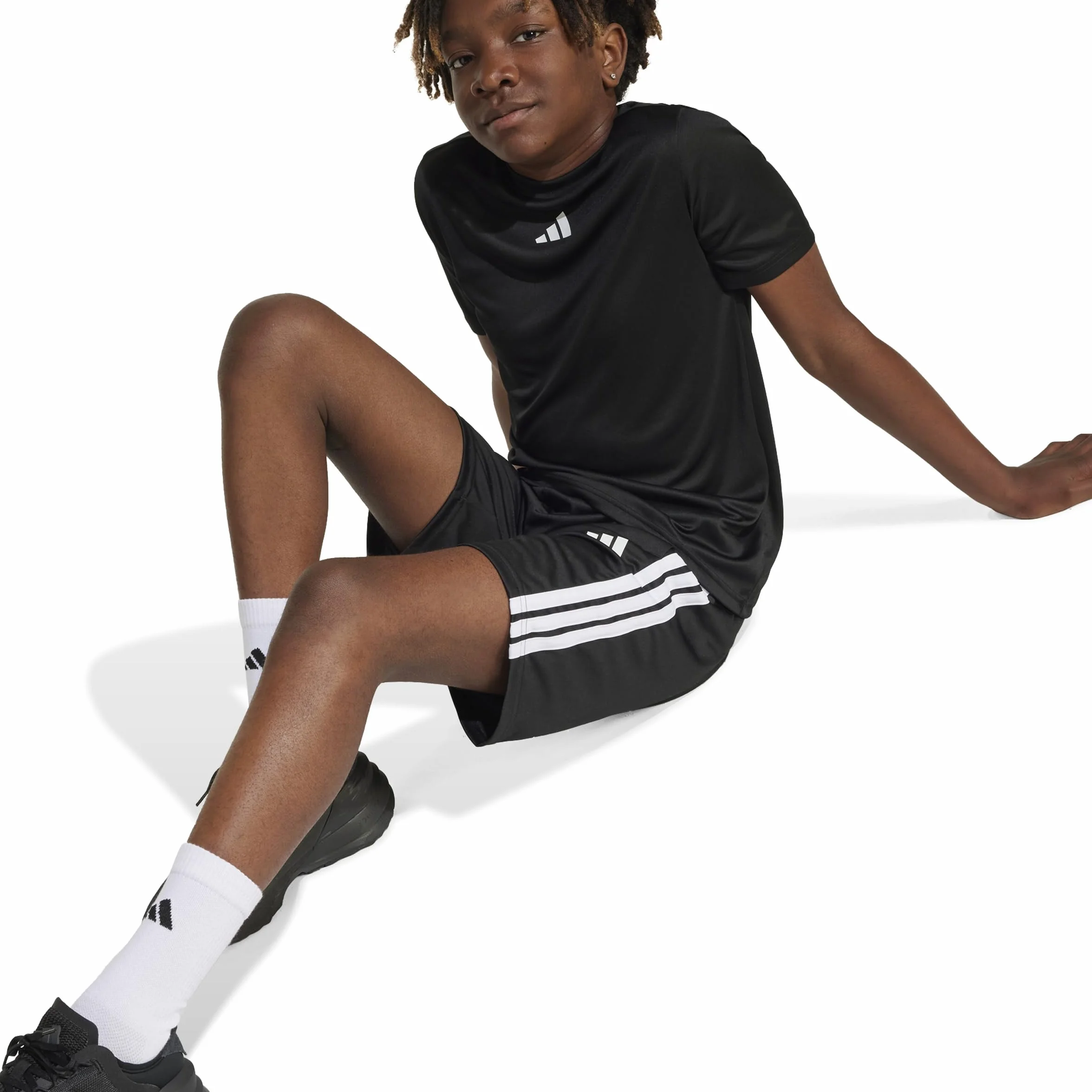 adidas Unisex Kinder Train Essentials 3-stripes T-shirt Set Jogginganzug