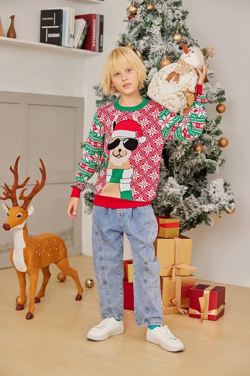 kids4ever Kinder Unisex Weihnachtspullover Strickpullover Rentier Rudolph Warmer Langarm Weihnachtspullis Gestrickt Pullover Sweatshirt für Jungen Mädchen 7-13 Jahre