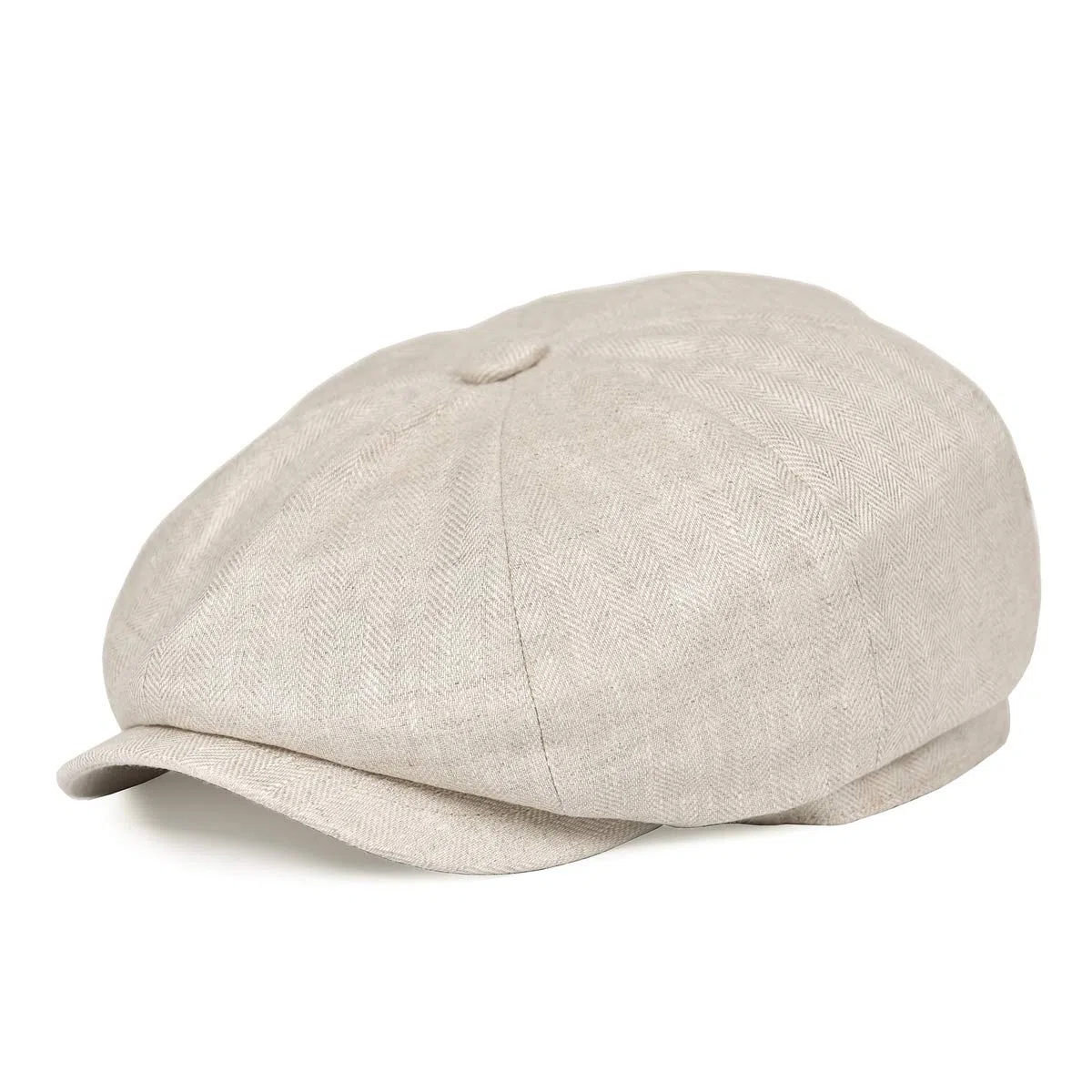 BOTVELA Herren Leinen Newsboy Cap Fischgrätenmütze Atmungsaktiv Sommerhut