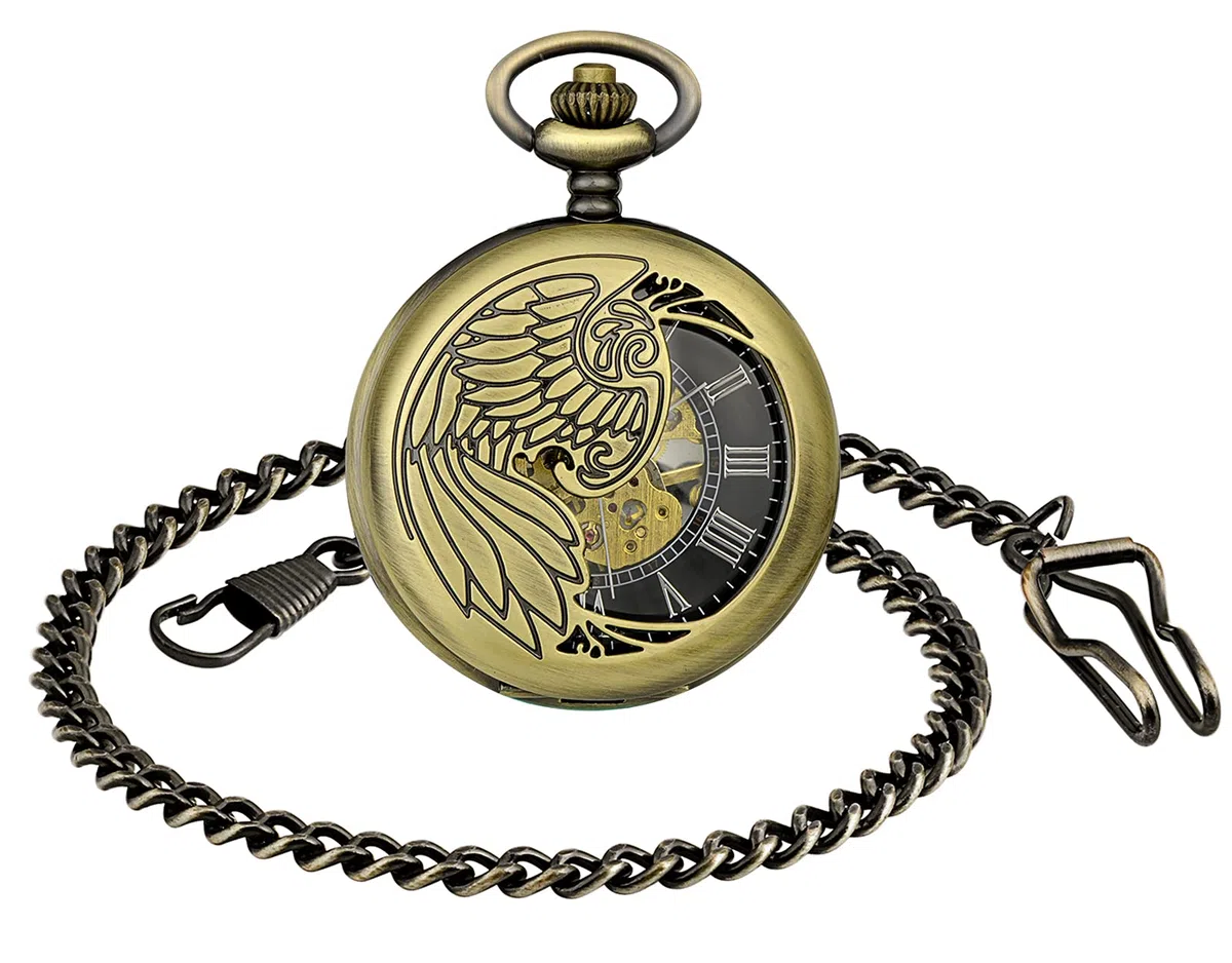 SUPBRO Damen Herren Taschenuhr Adler Analog Mechanische Kettenuhr Uhr Pocket Watch mit Halskette Pullover Kette