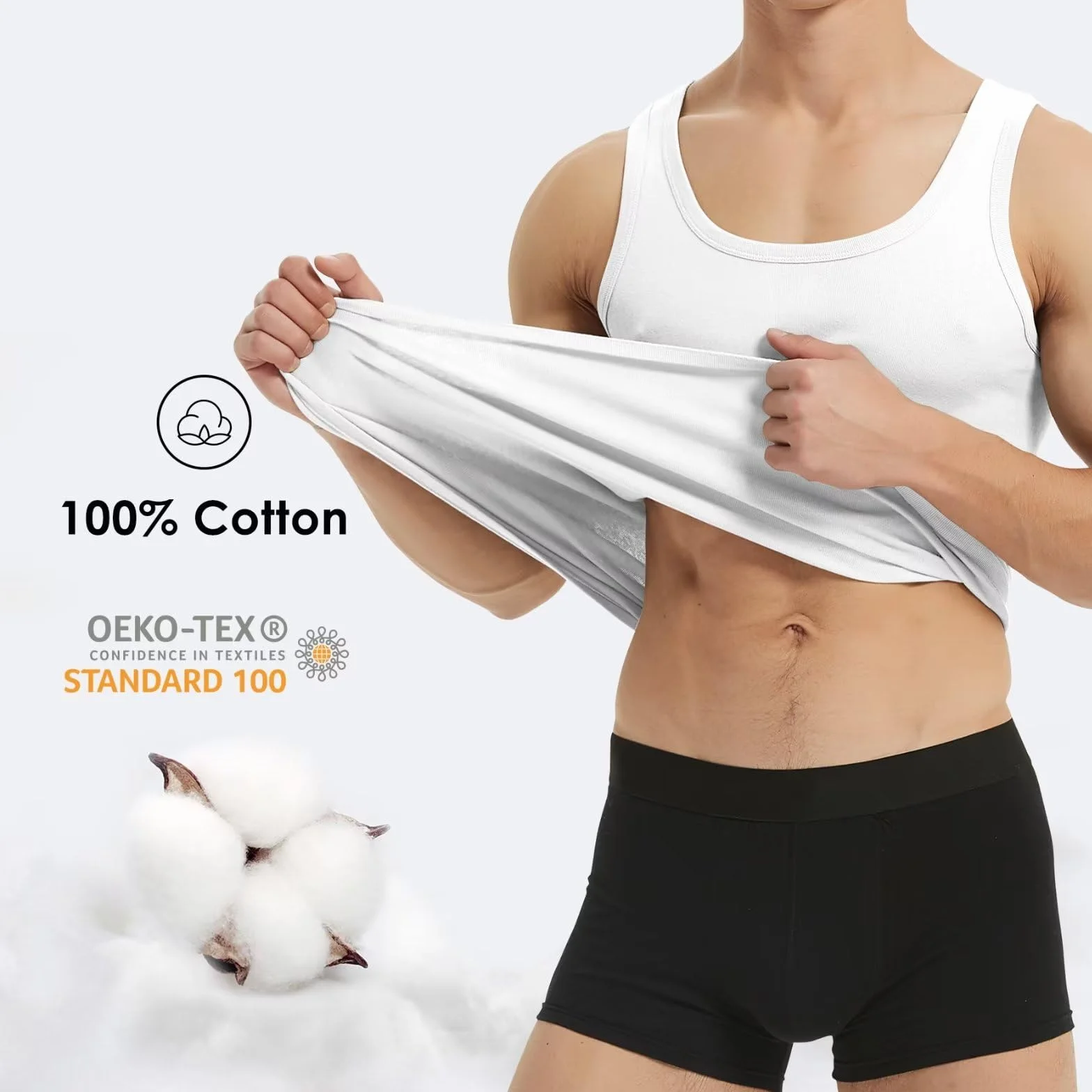 YouShow Unterhemd Herren 3/5er Pack 100% Baumwolle Tank Top Feinripp