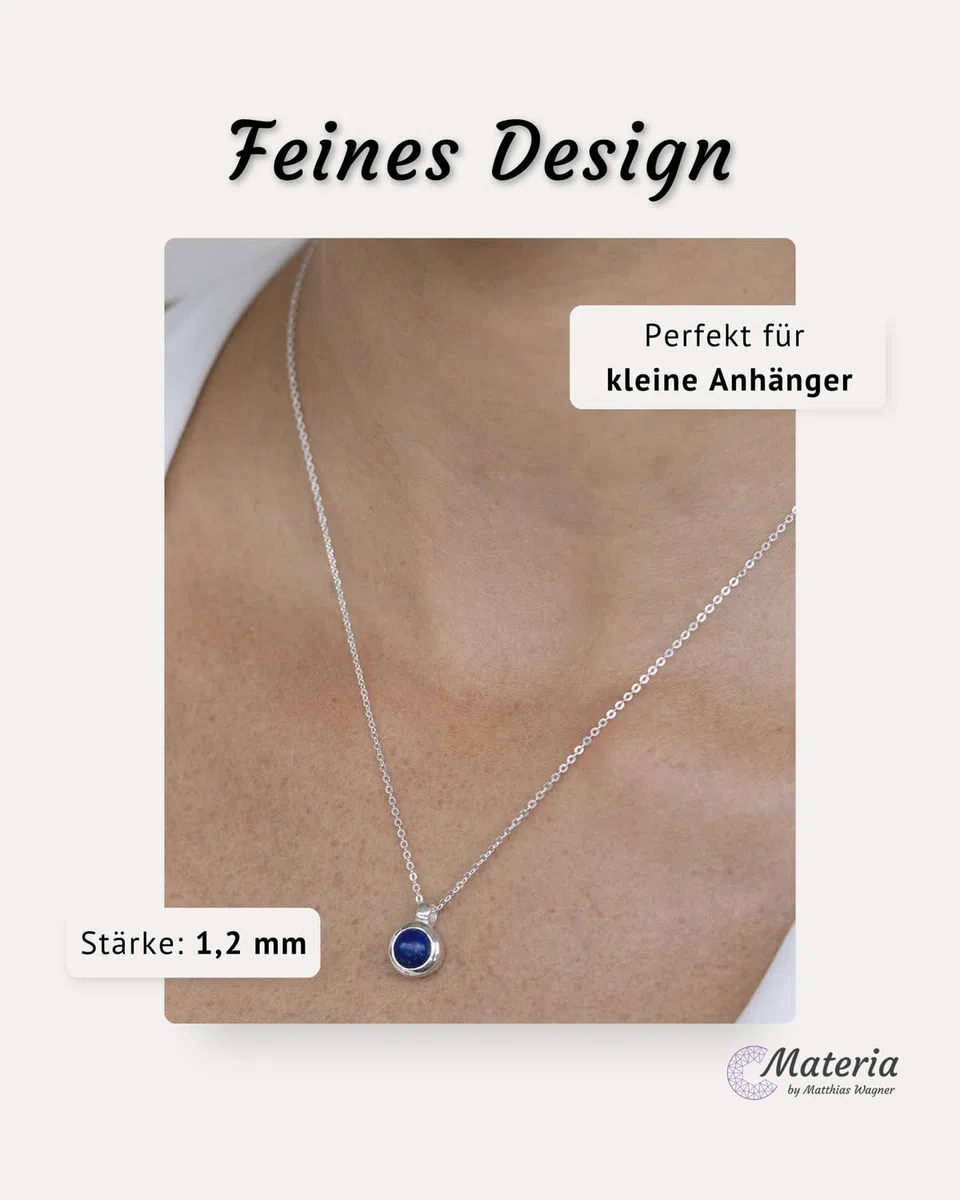 MATERIA by Matthias Wagner Feine Ankerkette 925 Sterling Silber - 1,2mm Halskette in 7 Längen