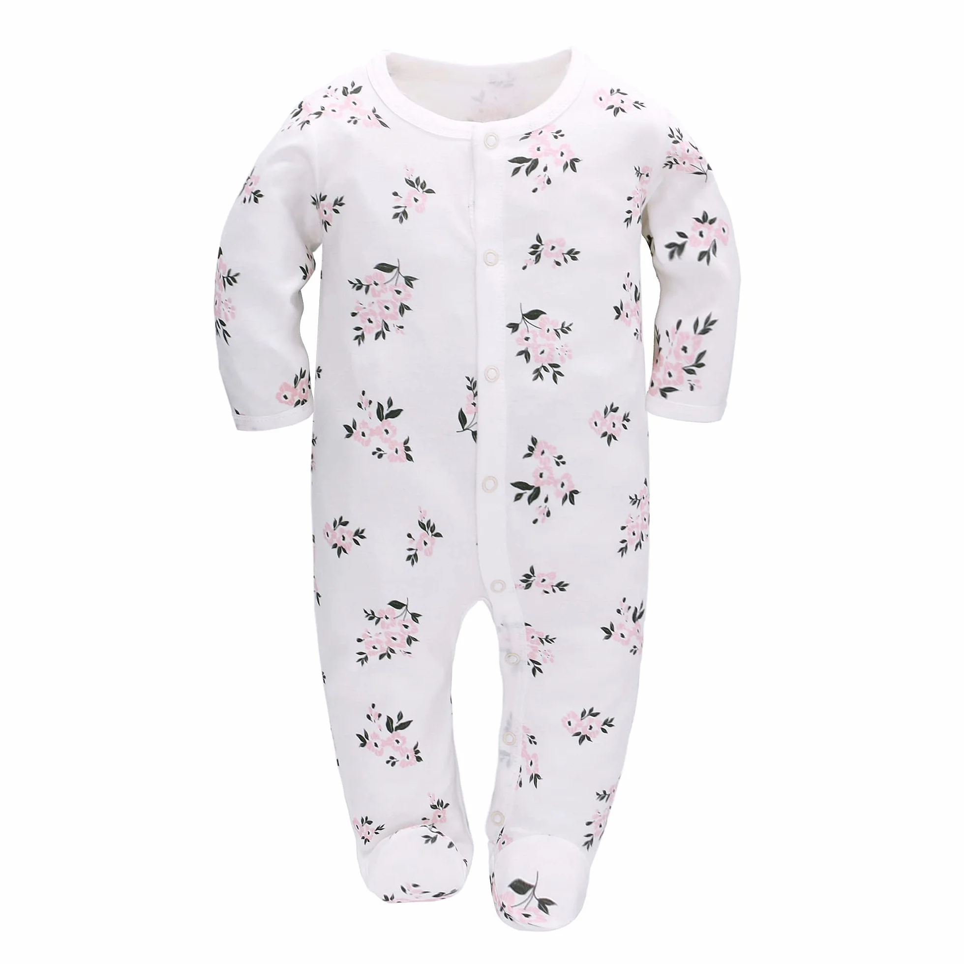 3PCS Baby Schlafstrampler Babychlafanzug Babyschlafsack Baumwolle mit Füßen mit knöpfen Gr. 56 62 68 für Junge Mädchen Neugborenen