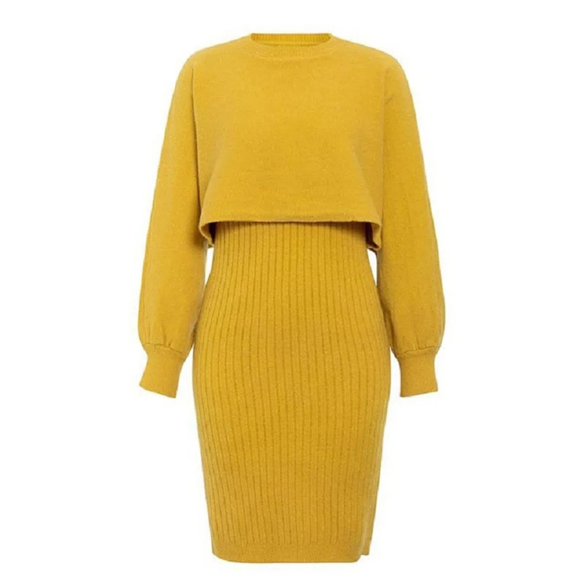 Strickanzug Damen Set Strickkleid Zweiteiliger Pulloverkleid Pullover Oberteil und Ärmelloses Midi Strickkleider Bodycon 2 Stück Set Midikleid Partykleid Winterkleid Herbst