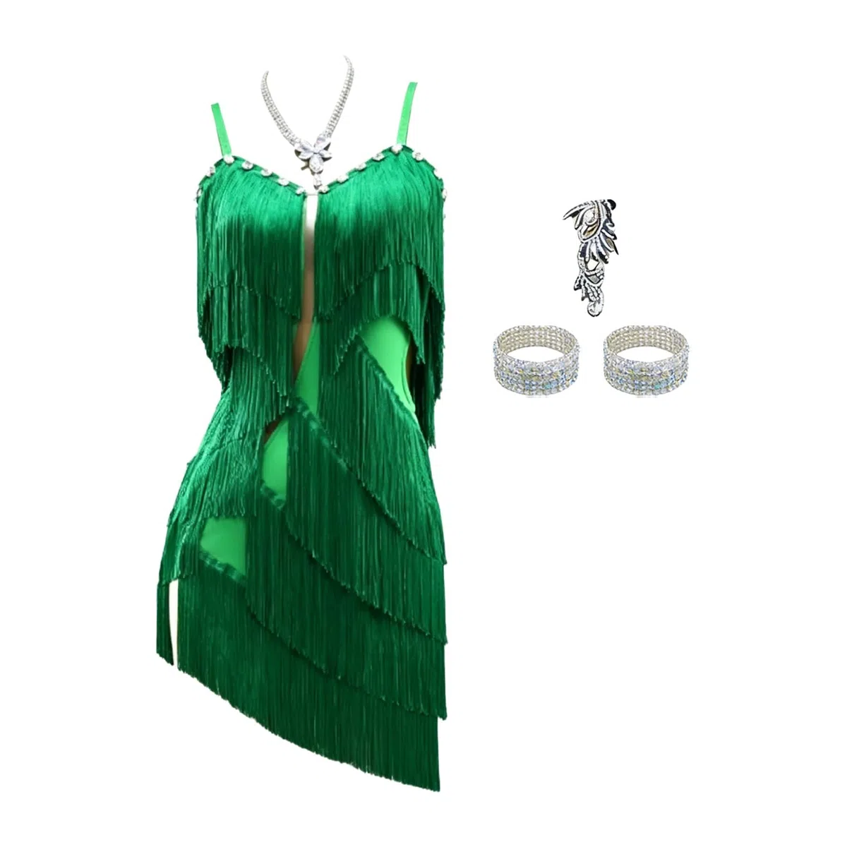 Latein-Tanzkleid Mit Fransen, Hosenträger, Tango-Cha-Cha-Übungskostüme, Salsa-Foxtrot-Performance-Tanz-Outfit