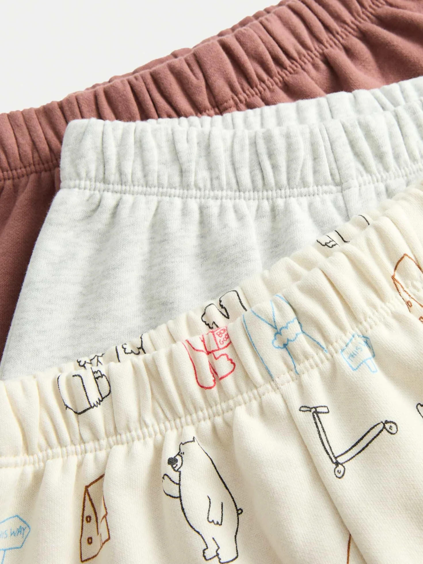 Marks & Spencer 3er-Pack Baby Jogginghosen mit Bärenmuster – Baumwollreich – Unisex für Jungen & Mädchen